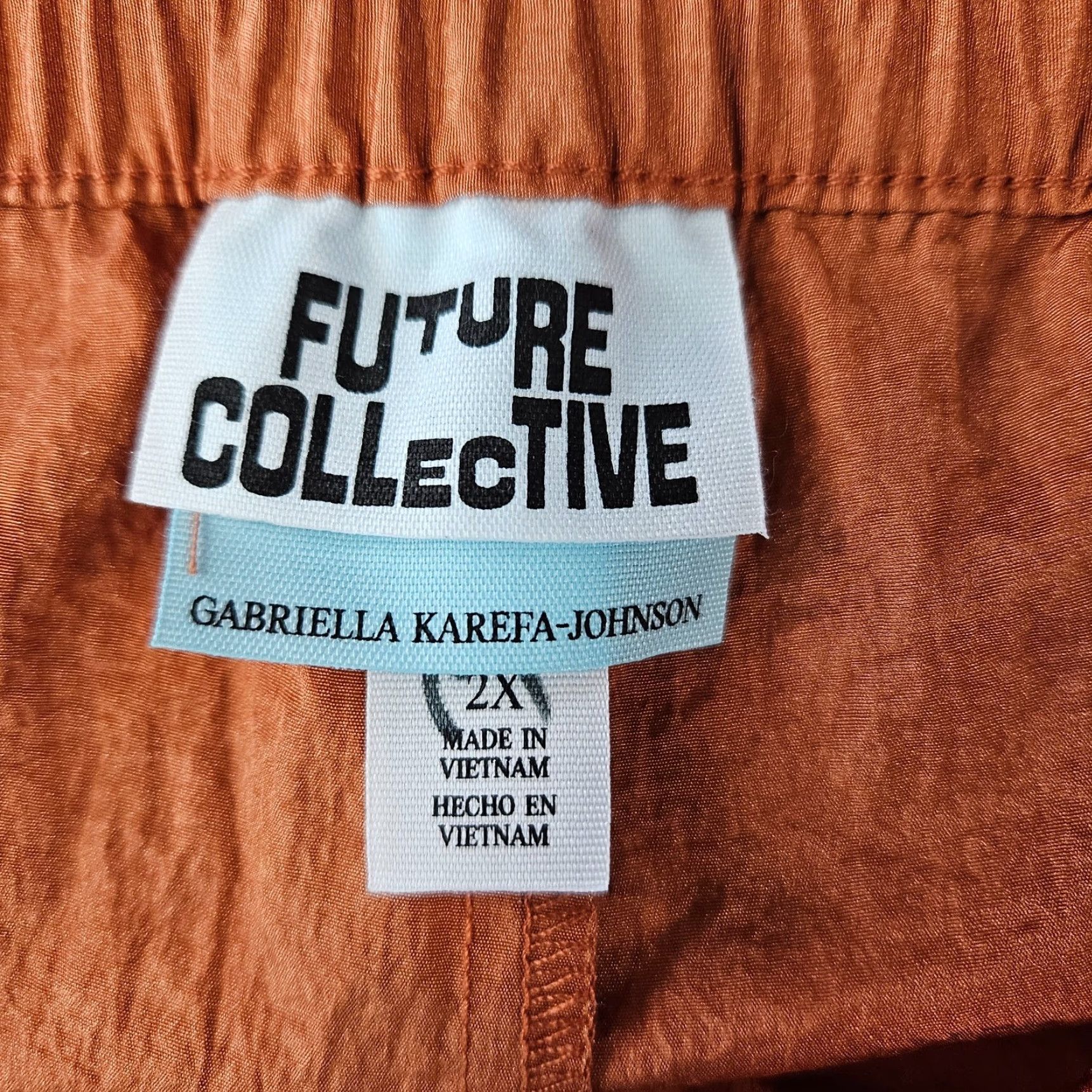 Vintage Future Collective Womens Shorts 2X Solid Orange Drawstring Nylon Pull On Size 40" / US 18 - 4 Thumbnail