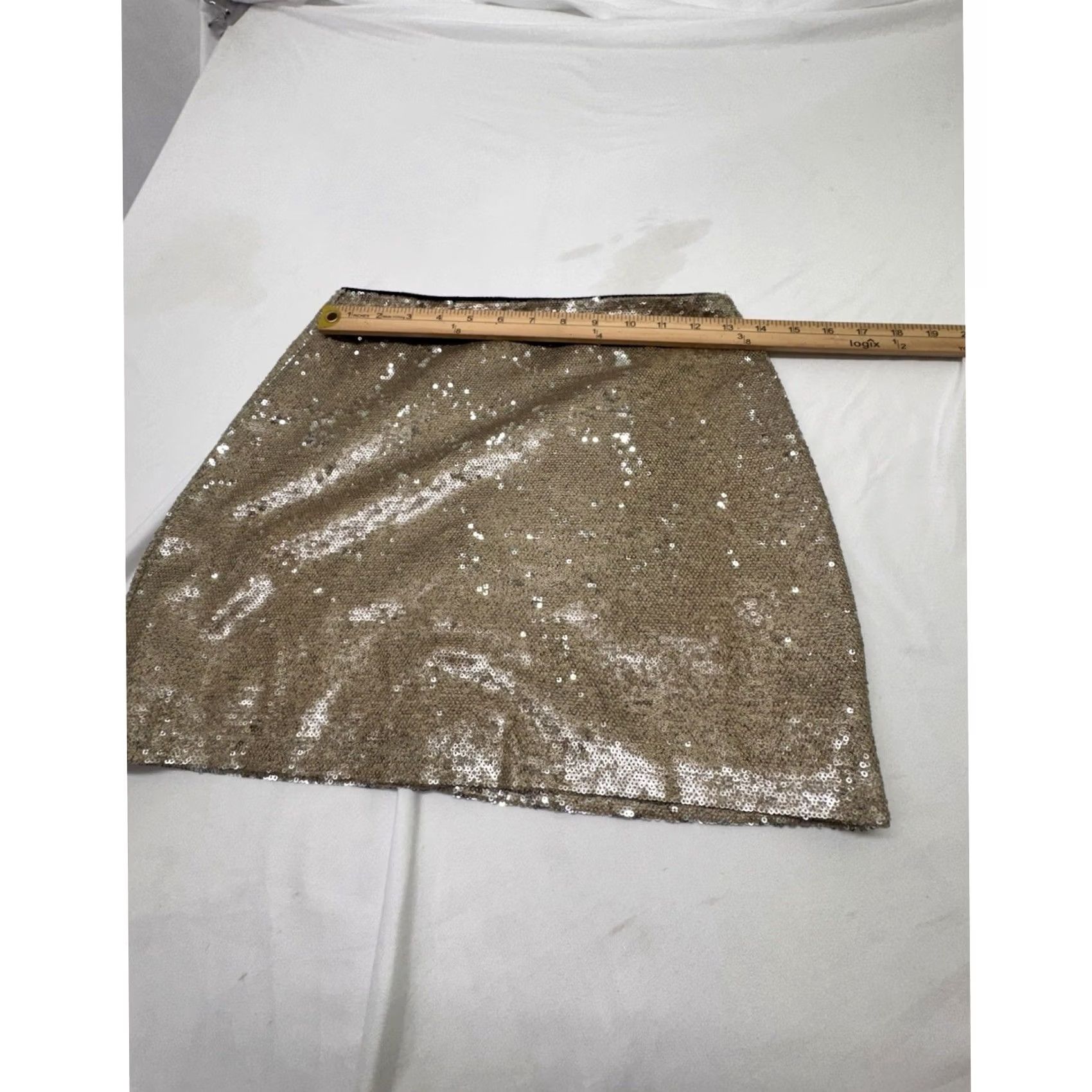 Forever 21 FOREVER 21 Skirt Womens M Gold Sequin Zip Lined Polyester Short Size 32" / US 10 / IT 46 - 5 Thumbnail