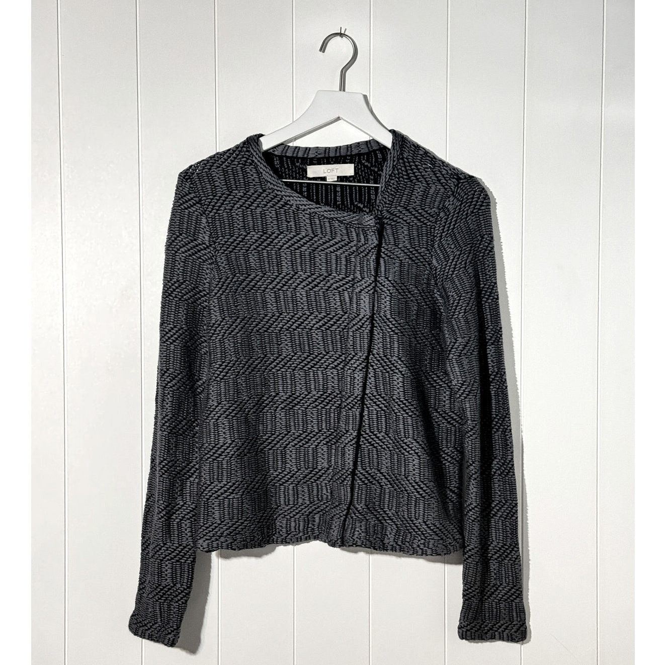 Loft Ann Taylor Loft Blazer Medium Maze Chunky Knit Zipper Gray Size M / US 6-8 / IT 42-44 - 1 Thumbnail
