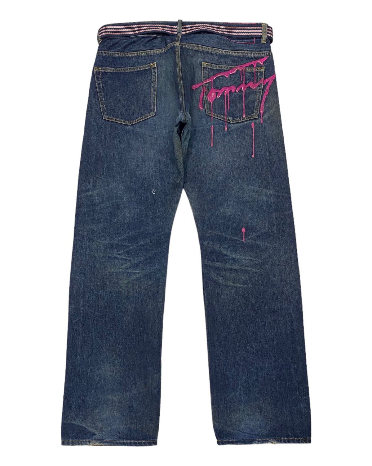 Hysteric Glamour × If Six Was Nine × Tommy Hilfiger RARE🔥TOMMY SPLASH EMBROIDERY DISTRESSED DENIM JEANS Size US 34 / EU 50 - 1 Thumbnail