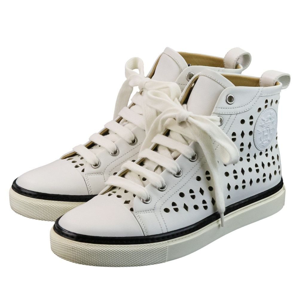 Hermes Hermes Hermes Jimmy Cutwork Leather High Top Sneakers 36 Leather Shoes DUTY FREE for USA Size ONE SIZE - 1 Thumbnail