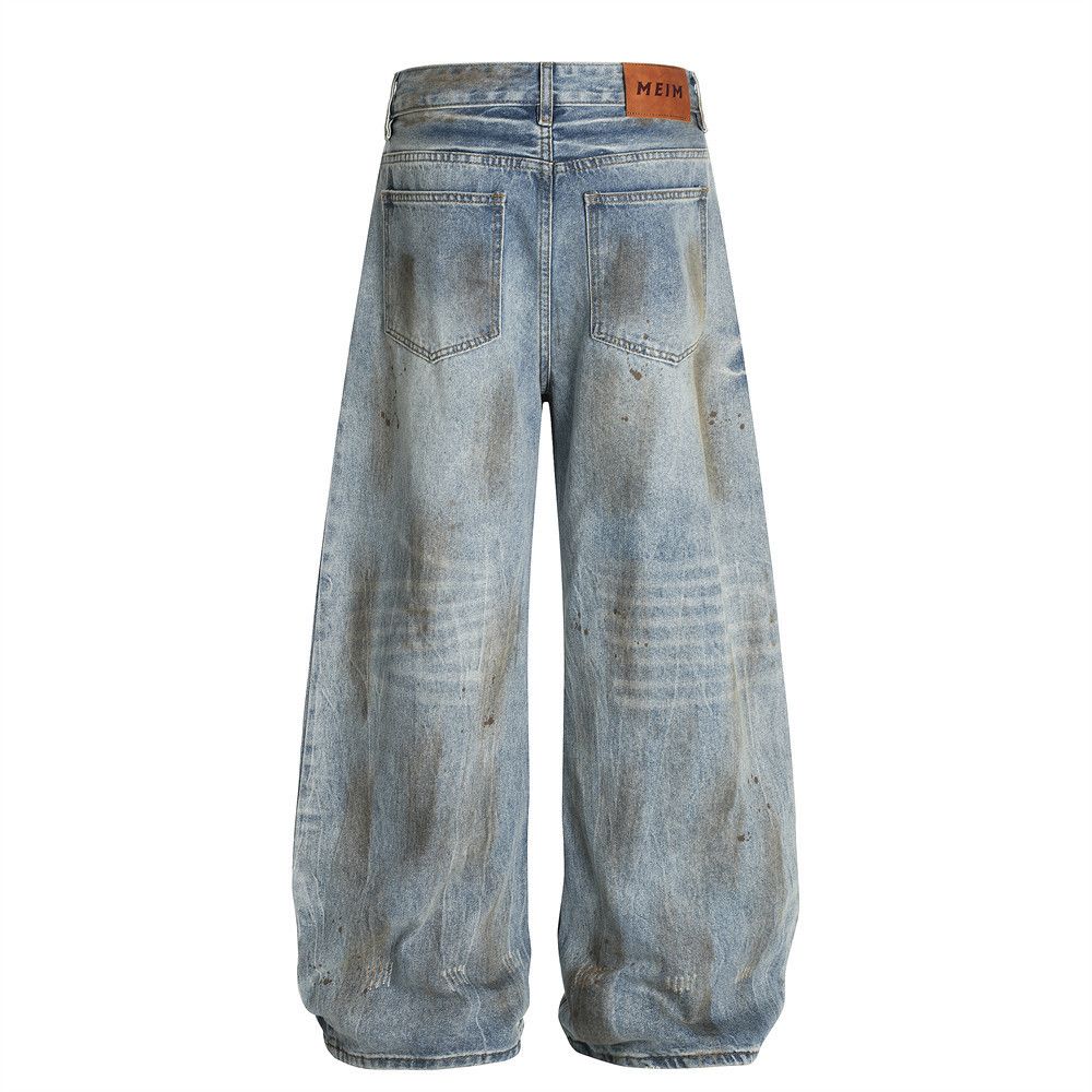 Japanese Brand × Jean Men's punk ink-splashed distressed ripped scimitar jeans Size US 32 / EU 48 - 3 Thumbnail