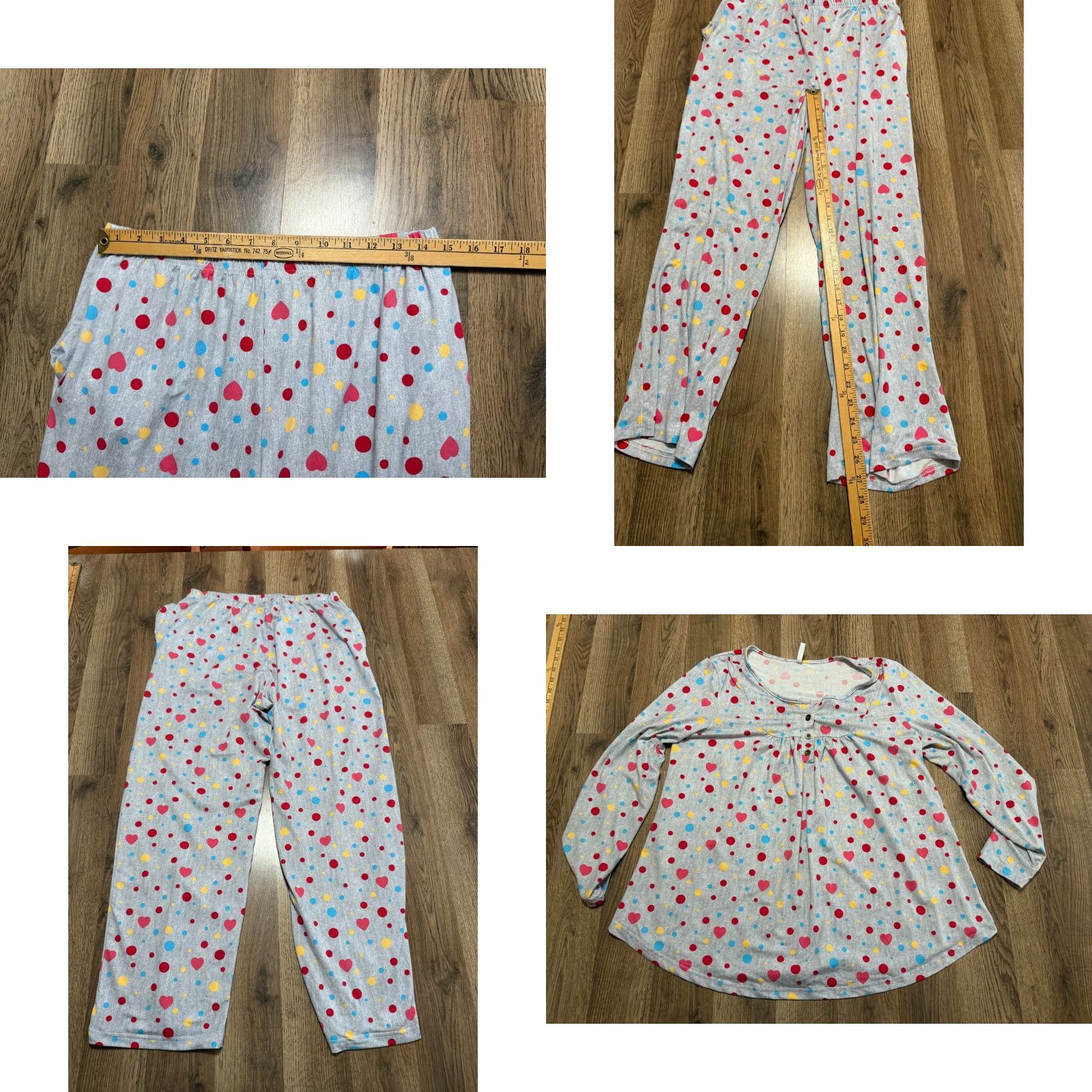 Vintage Bestbee Pajama Set Womens Large Gray Blue White Red Long Sleeve Shirt & Pants Size L / US 10 / IT 46 - 8 Thumbnail