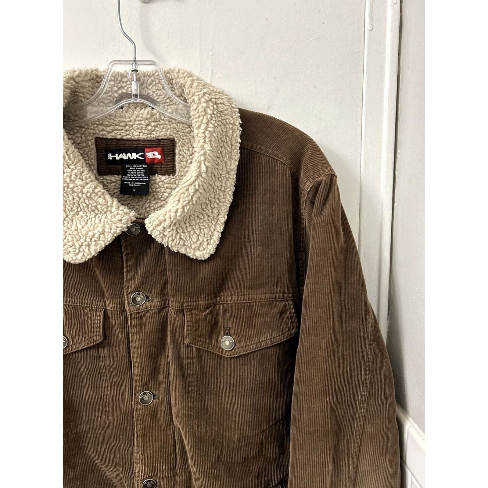 Vintage VTG Tony Hawk Corduroy Trucker Jacket Mens Large Brown Sherpa Lined Skater Jacket Size US L / EU 52-54 / 3 - 4 Thumbnail