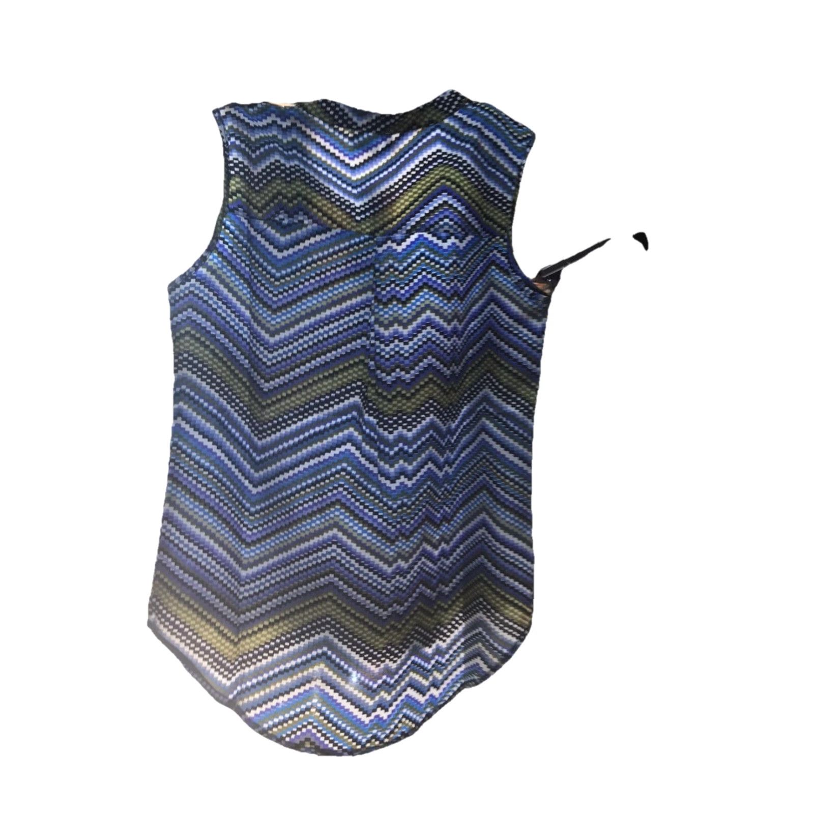 Vintage VINTAGE Manhattan Blues Sheer Shirt Dress Women’s Size Small Blue Green White Black Chevron Size S / US 4 / IT 40 - 2 Thumbnail