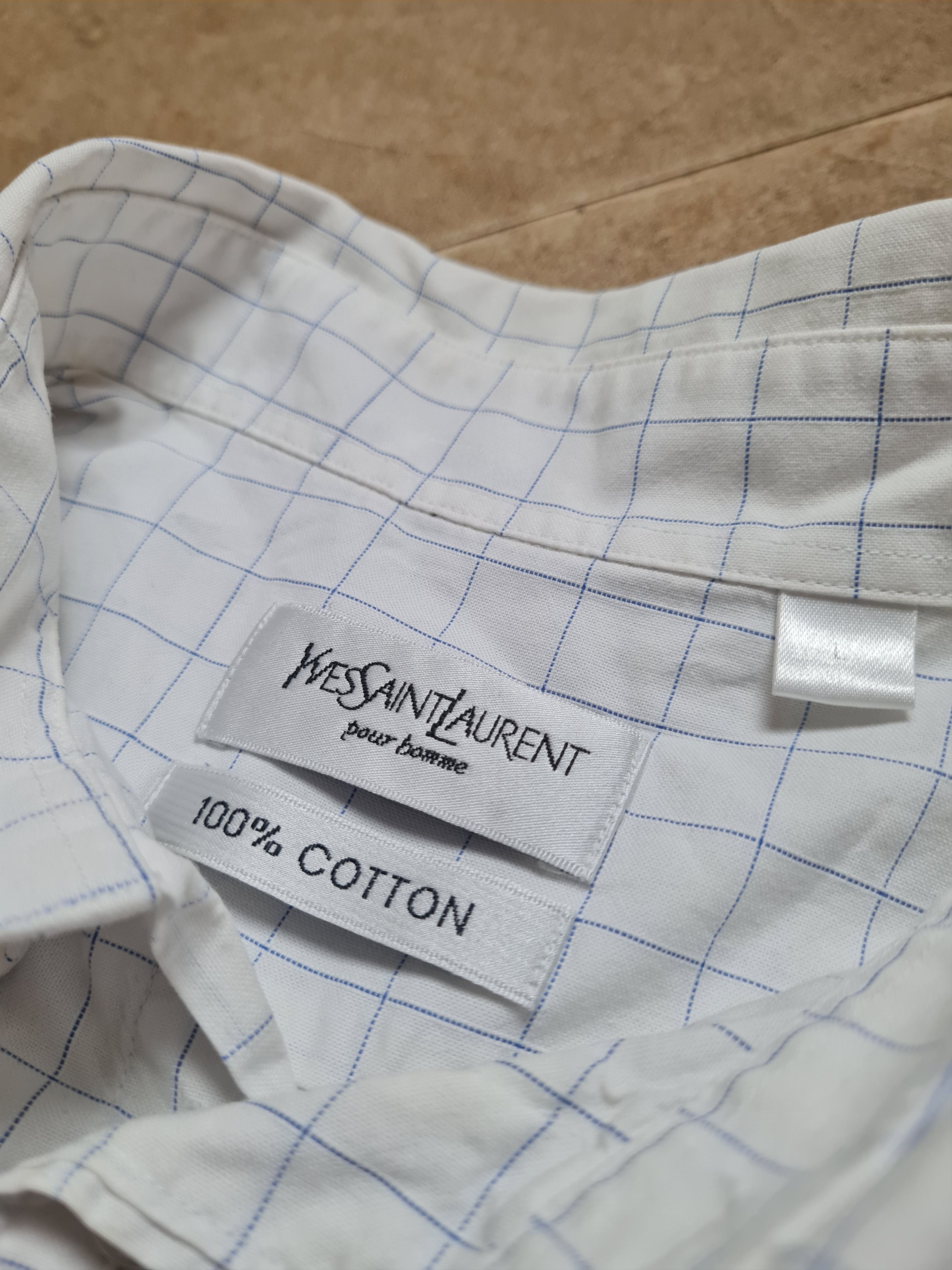 Yves Saint Laurent Yves Saint Laurent YSL Short Sleeve Plaid Check Shirt White Size US L / EU 52-54 / 3 - 14 Thumbnail
