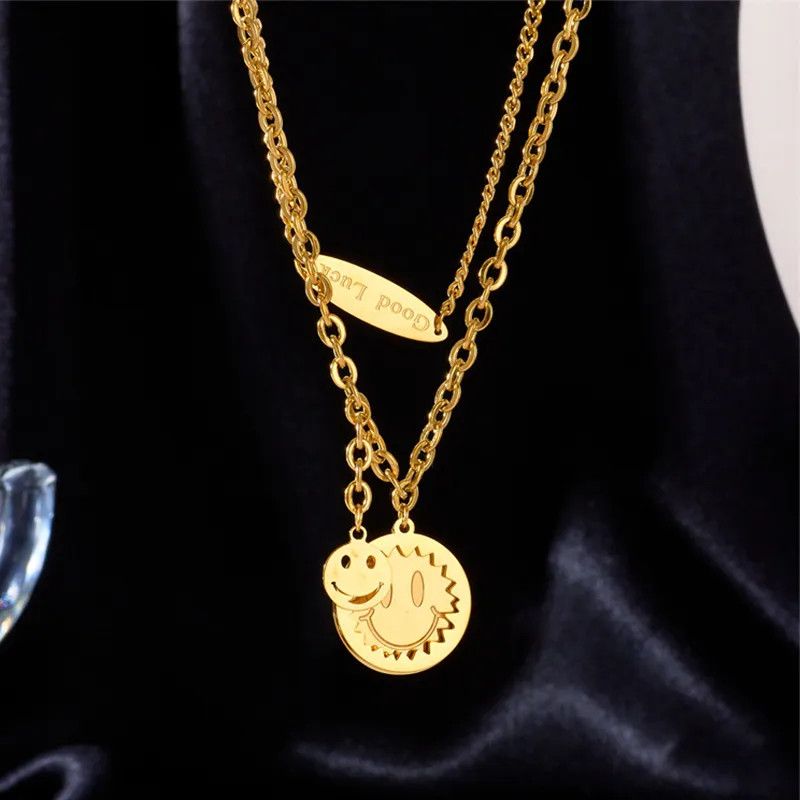 Jewelry Double-layered Smile Chain Necklace Size ONE SIZE - 2 Thumbnail