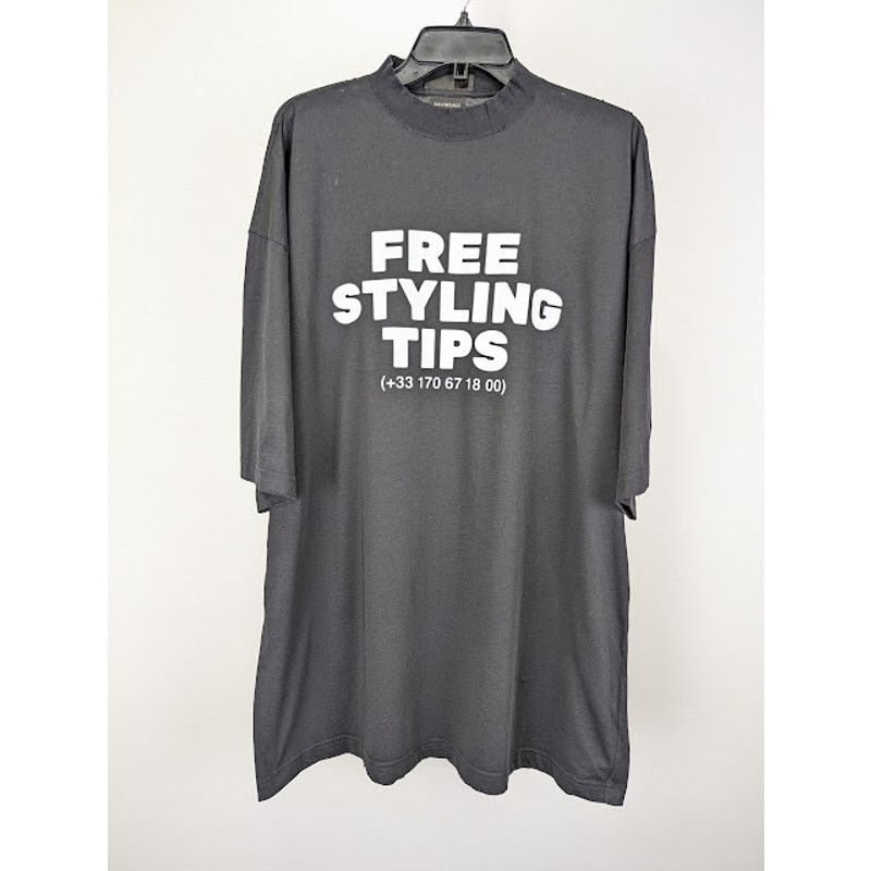 Balenciaga o1rshd1 Large Fit T-Shirt in Washed Black/White Size US S / EU 44-46 / 1 - 1 Thumbnail