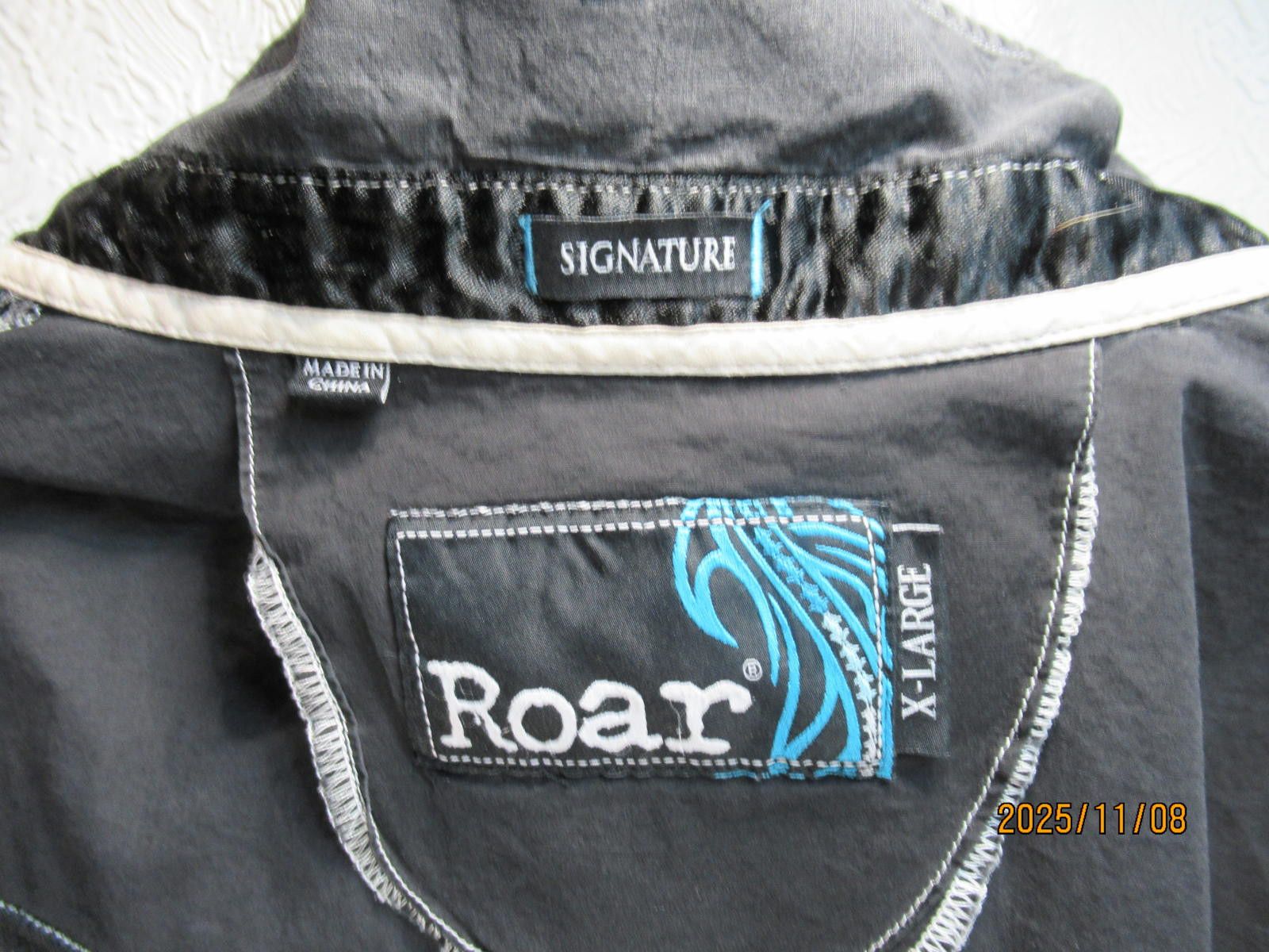 Roar Roar Shirt Black Embroidered Cross Western Rockabilly Size US XL / EU 56 / 4 - 5 Thumbnail
