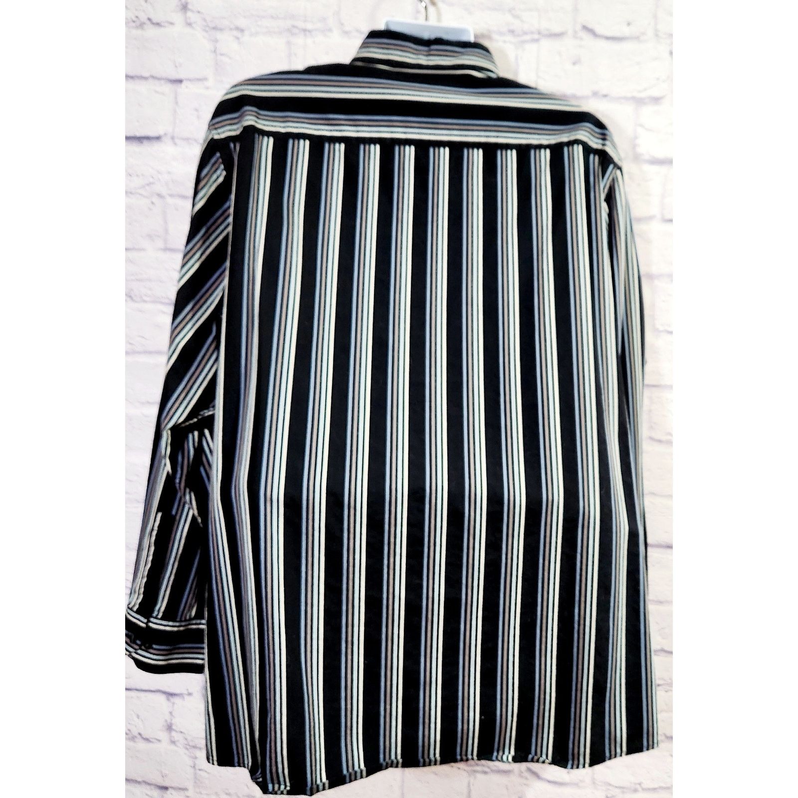 Other Concepts By Claiborne Black Blue Striped Button Shirt 2XLT Size US XXL / EU 58 / 5 - 3 Thumbnail