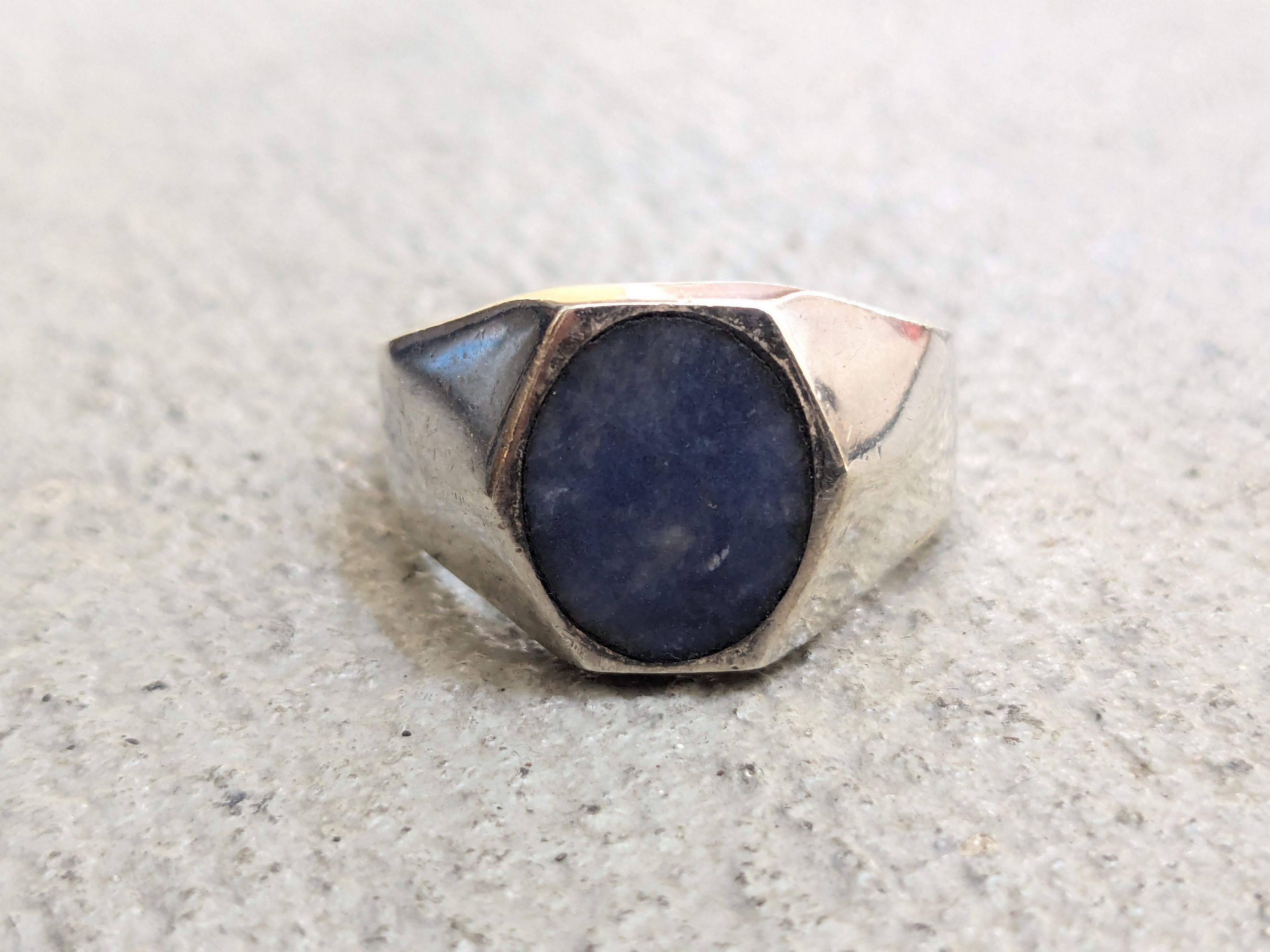 Vintage Vintage Sterling Silver Ring Blue Sodalite Oval 13.5 Mexico Size ONE SIZE - 4 Thumbnail