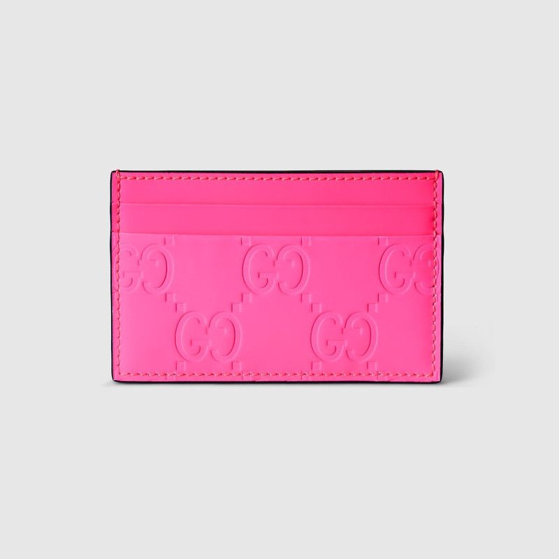 Gucci oc11z1225 Size: OS / GG Rubber Effect Card Case in Pink Size ONE SIZE - 2 Thumbnail