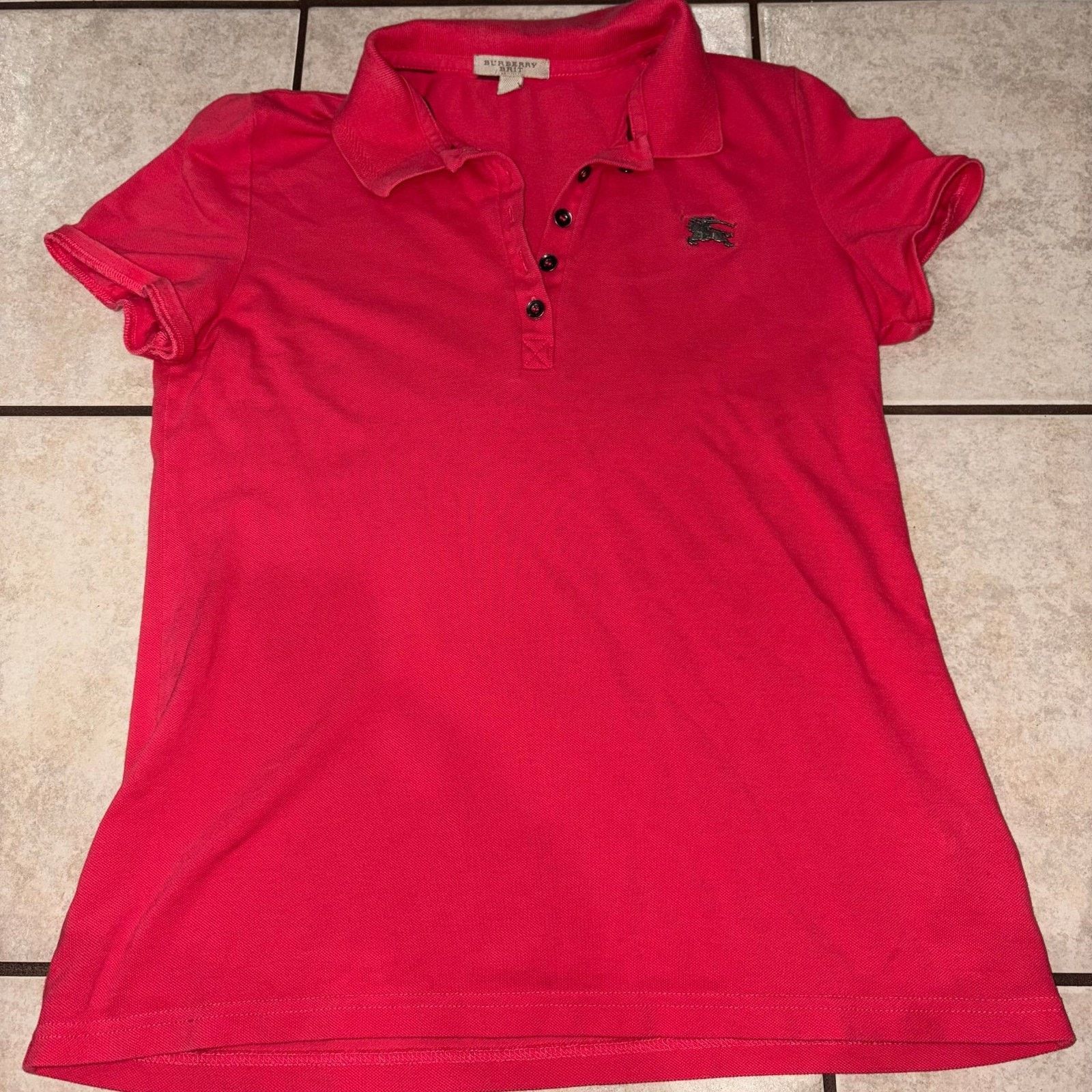 Burberry Burberry Brit Women's Red Short Sleeve Pique Polo Shirt Size M / US 6-8 / IT 42-44 - 1 Thumbnail