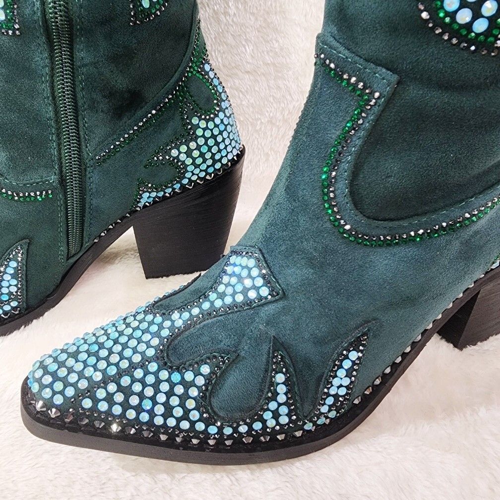 Other Sparks Country Western Cowgirl Knee Boots Dazzleing Iridesce Size US 7.5 / IT 37.5 - 4 Thumbnail