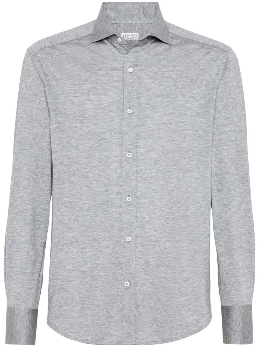 Brunello Cucinelli Silk And Cotton Jersey Shirt With Spread Collar Size US M / EU 48-50 / 2 - 1 Thumbnail