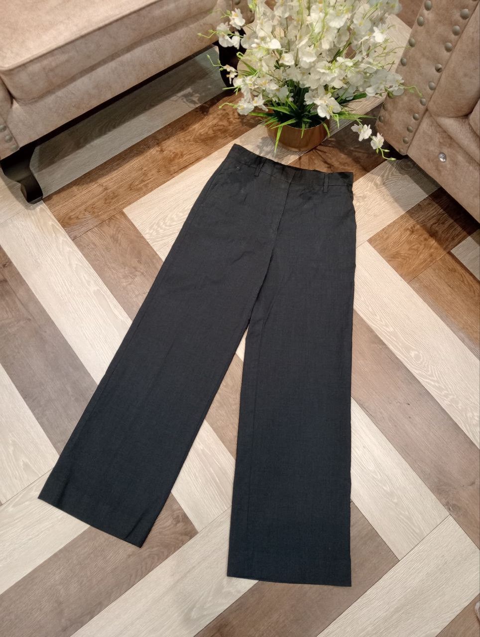 Prada PRADA MILANO WIDE LEG PANTS - SIZE 36 DARK GREY Size 25" / US 0 / IT 36 - 2 Thumbnail