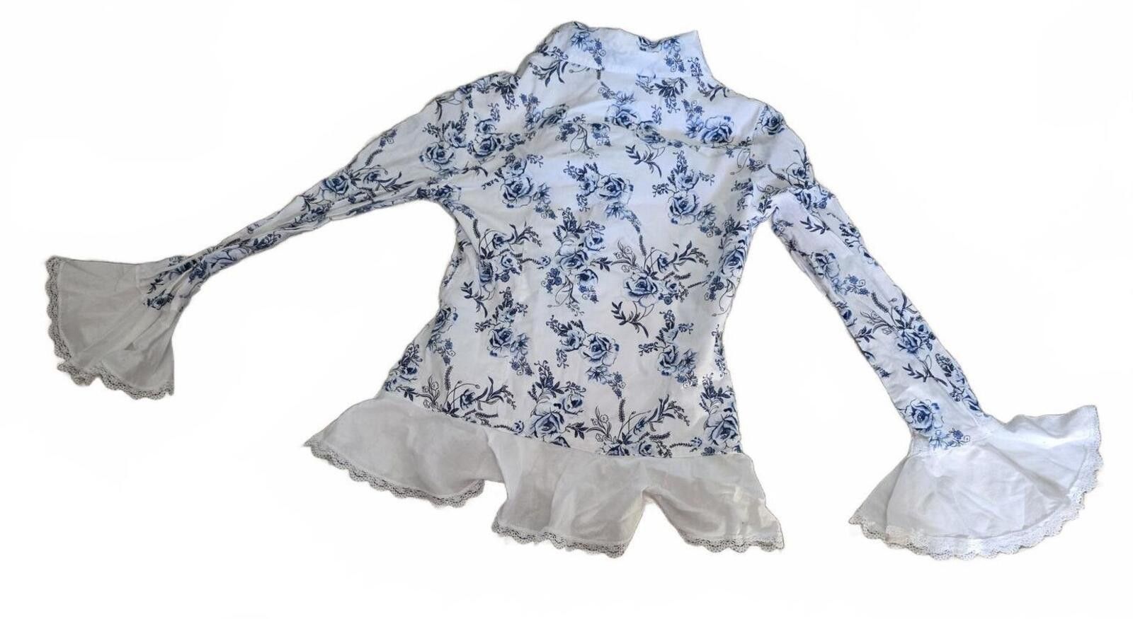 Other Vintage Mary-Kate and Ashley White Blue Floral Top Small Y2K Size S / US 4 / IT 40 - 2 Thumbnail