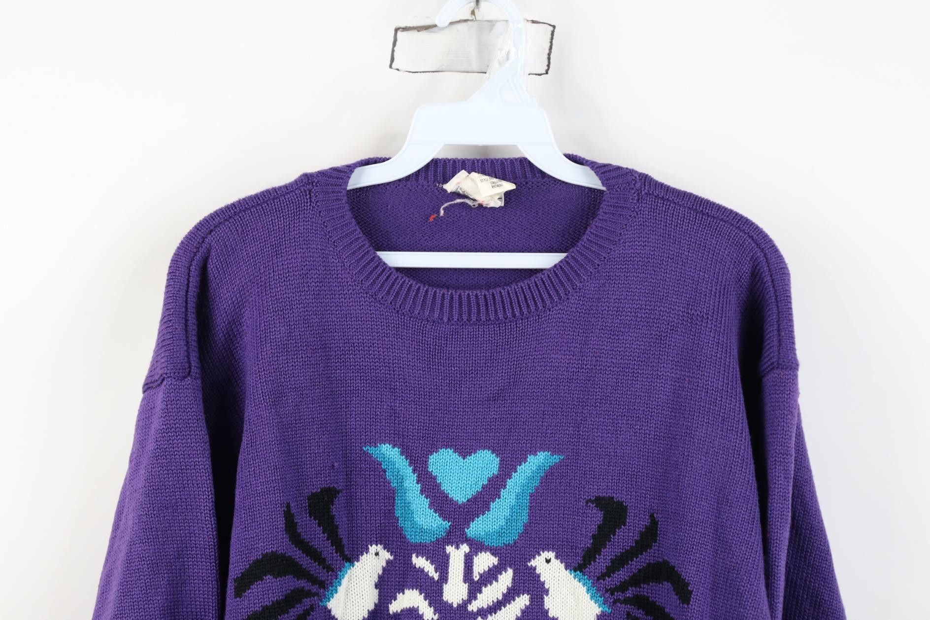 Vintage Vintage 90s Babydoll Fairy Kei Heart Bird Flower Sweater Size L / US 10 / IT 46 - 2 Thumbnail