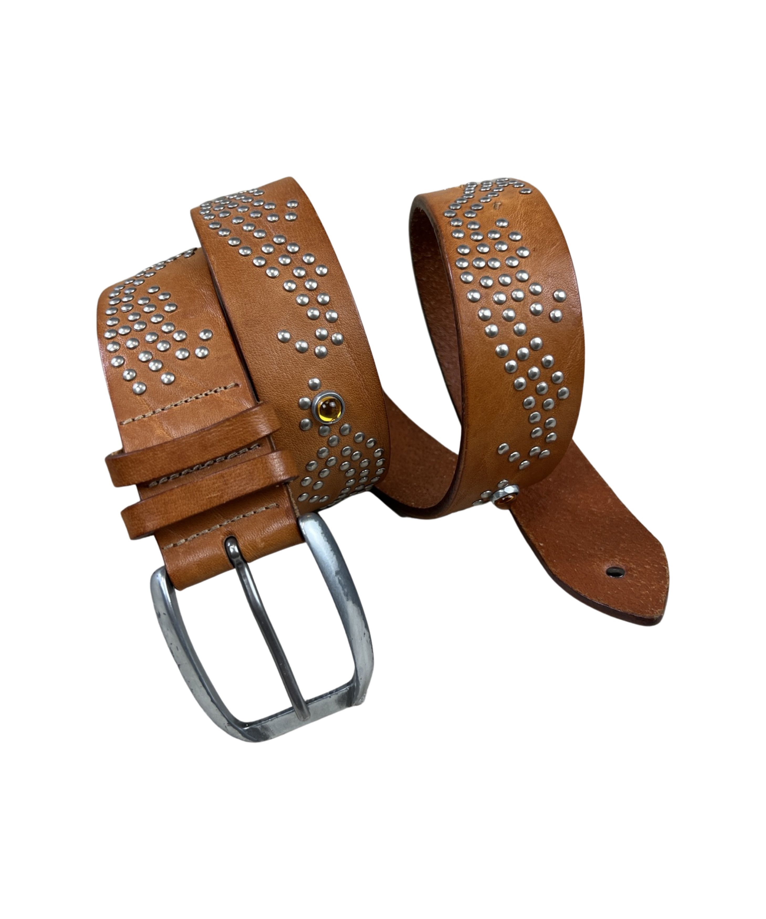 Vintage Vintage Fabrizio Mancini Rhinestones Leather Belt Italy Size ONE SIZE - 2 Thumbnail