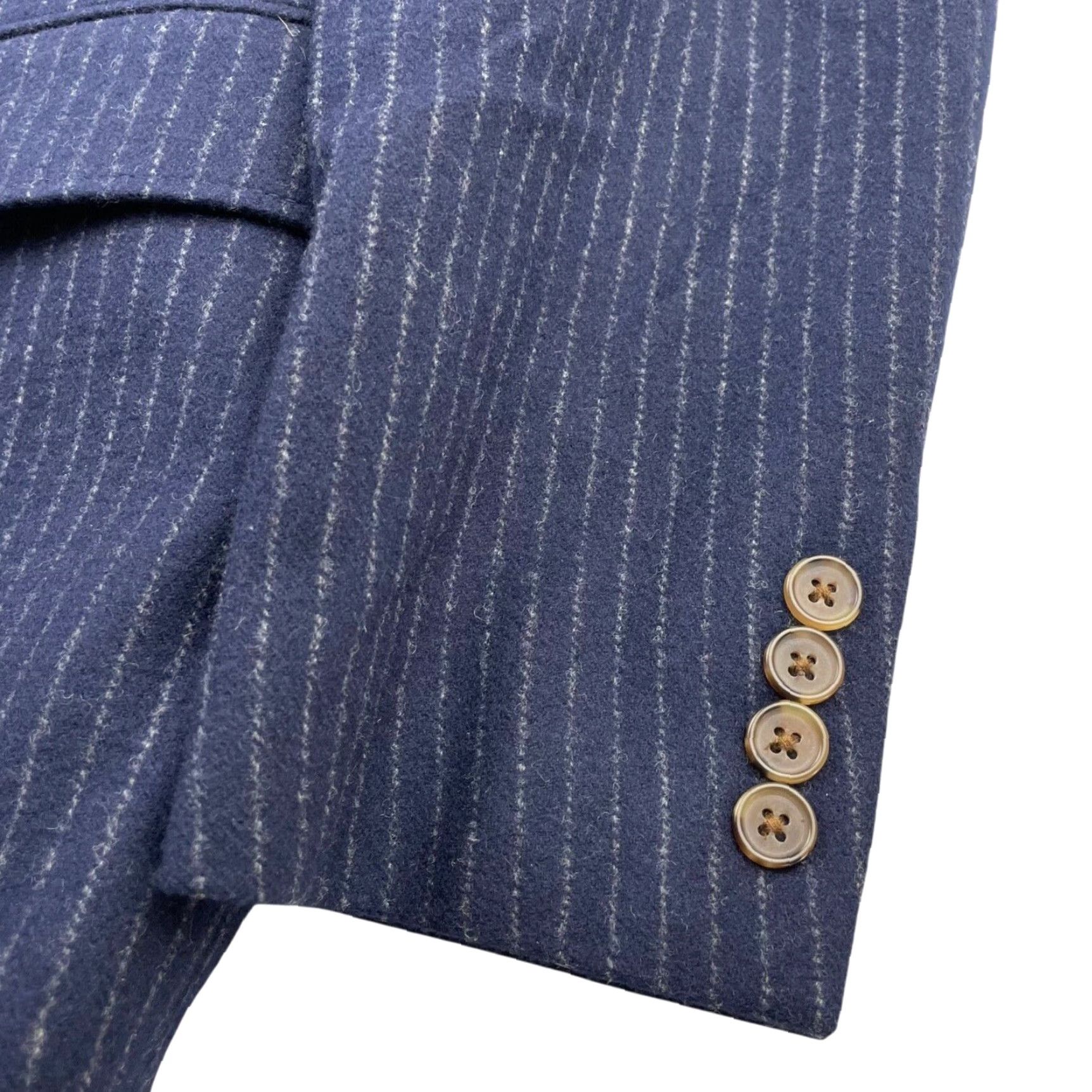 J.Crew J.Crew Blazer Men’s 100% Wool Thick Flannel Navy Railroad Stripe 2-Button 44R Jacket/Coat Regular Adult Mens Size 44R - 4 Thumbnail