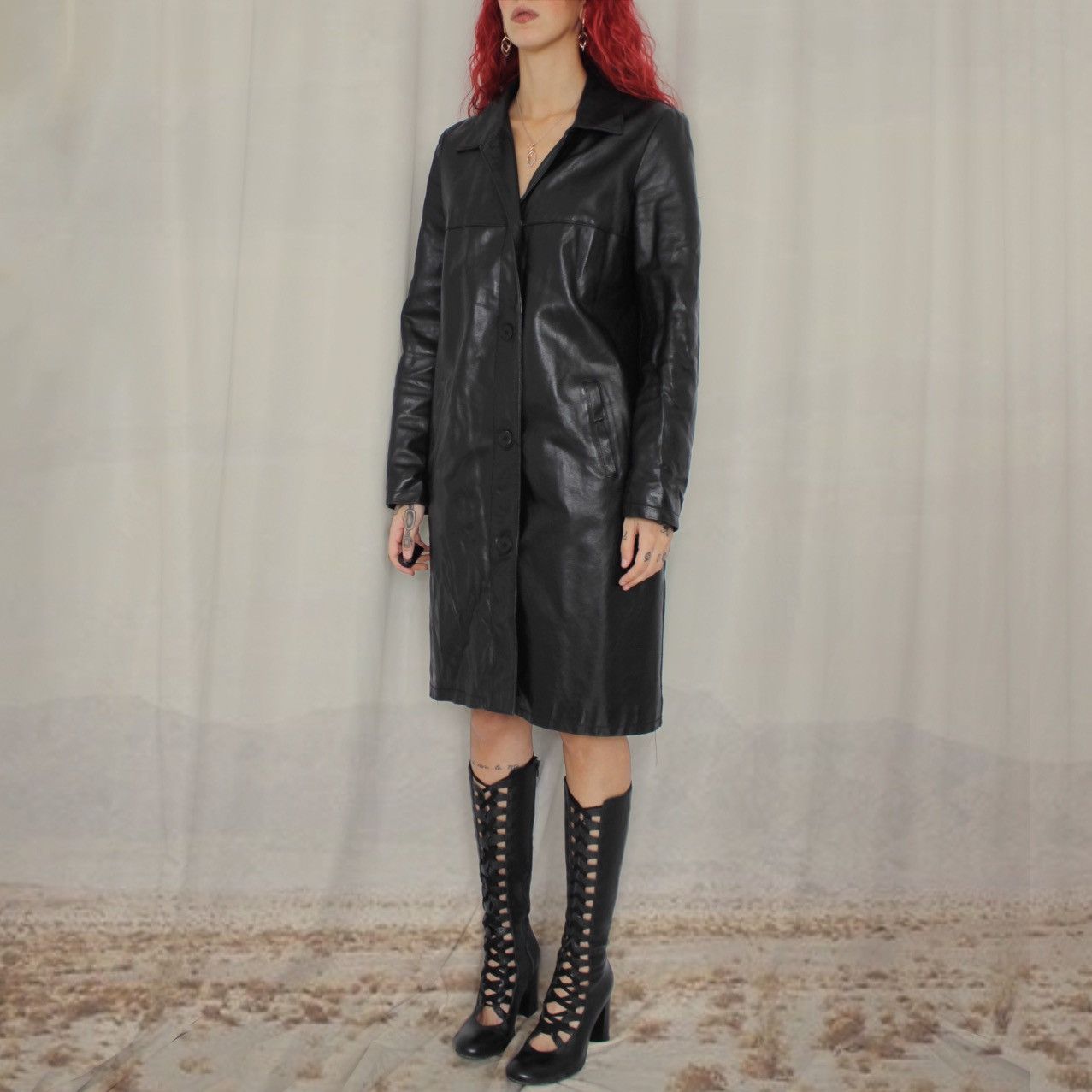 Vintage 🦇BLACK LEATHER COAT🦇 Size M / US 6-8 / IT 42-44 - 1 Thumbnail