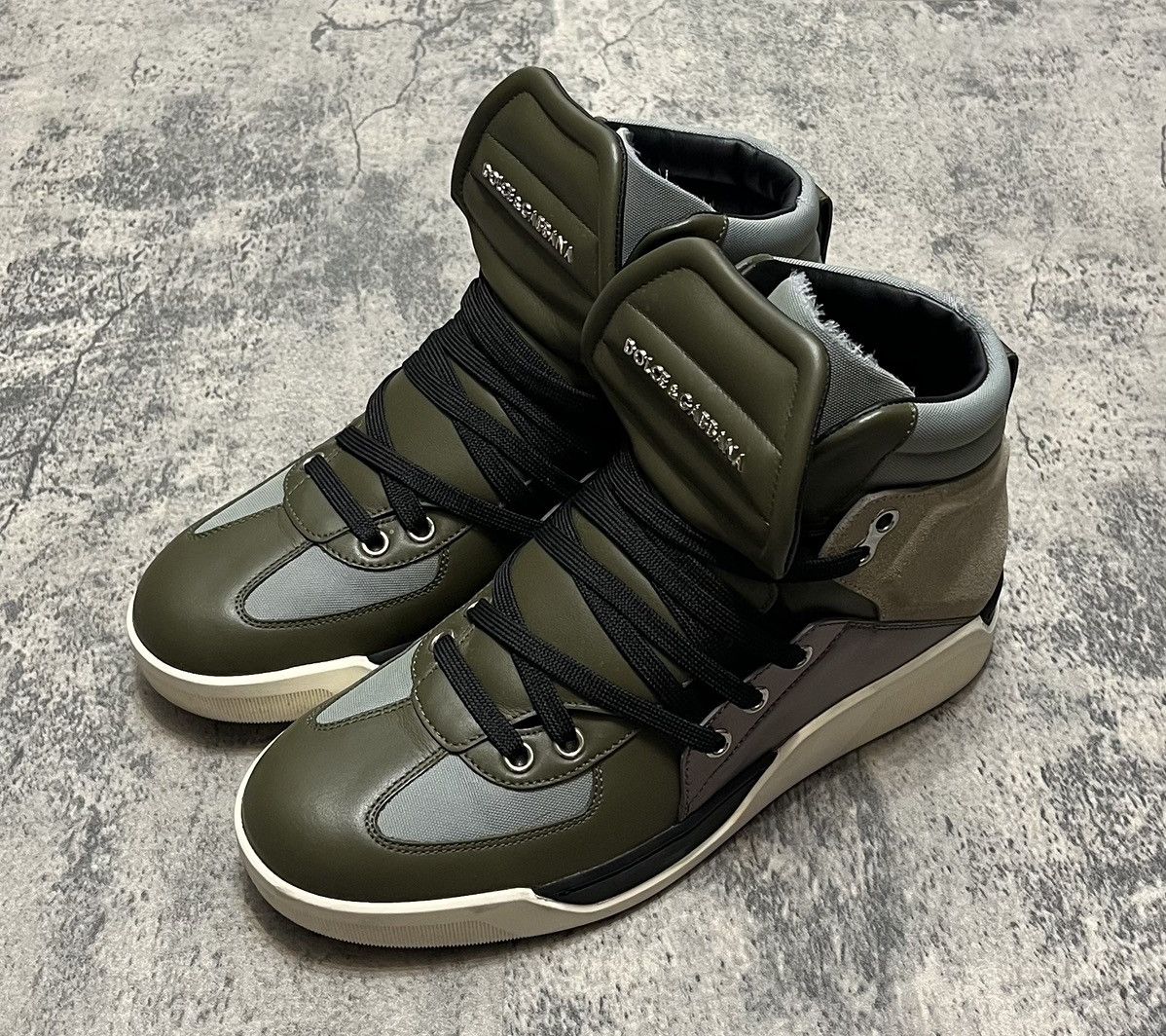 Dolce & Gabbana Dolce Gabbana High Top Sneakers Khaki Size US 8 / IT 38 - 1 Thumbnail