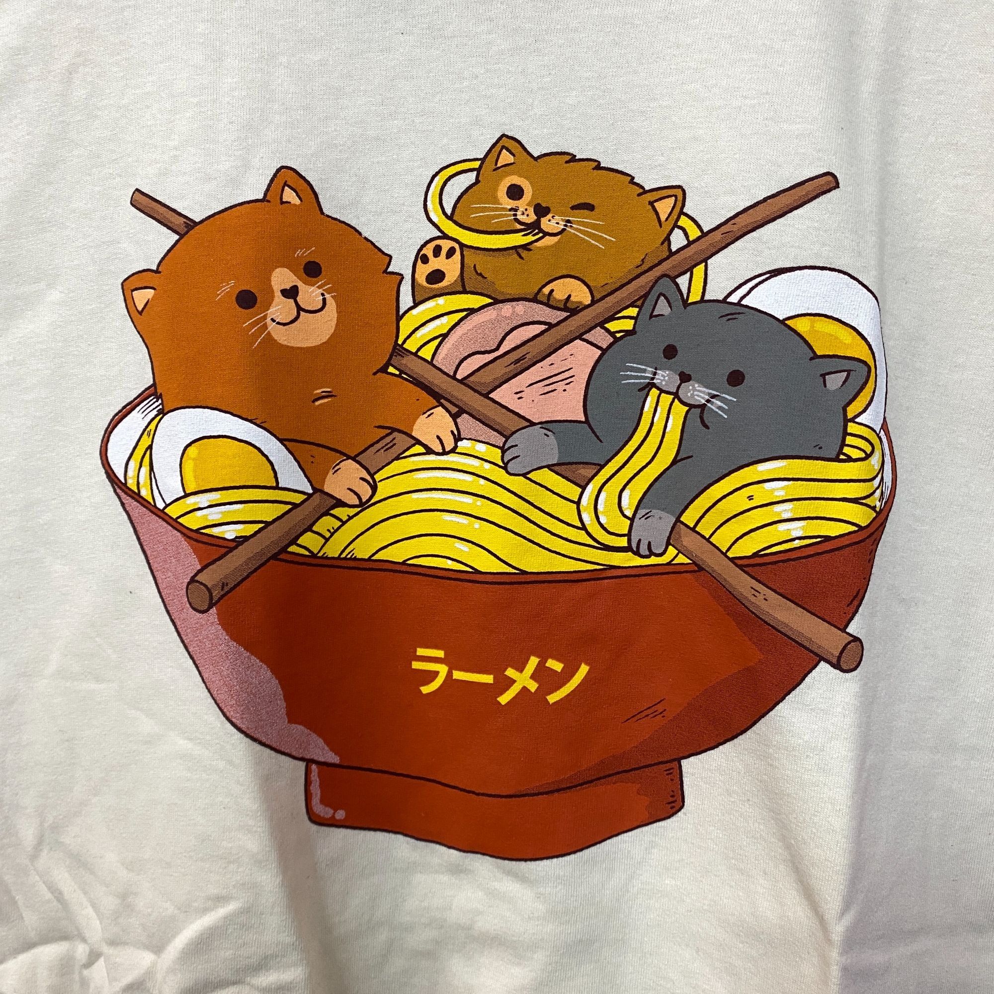 Threadless Ramen cat beige Tshirt size medium Size US M / EU 48-50 / 2 - 2 Thumbnail