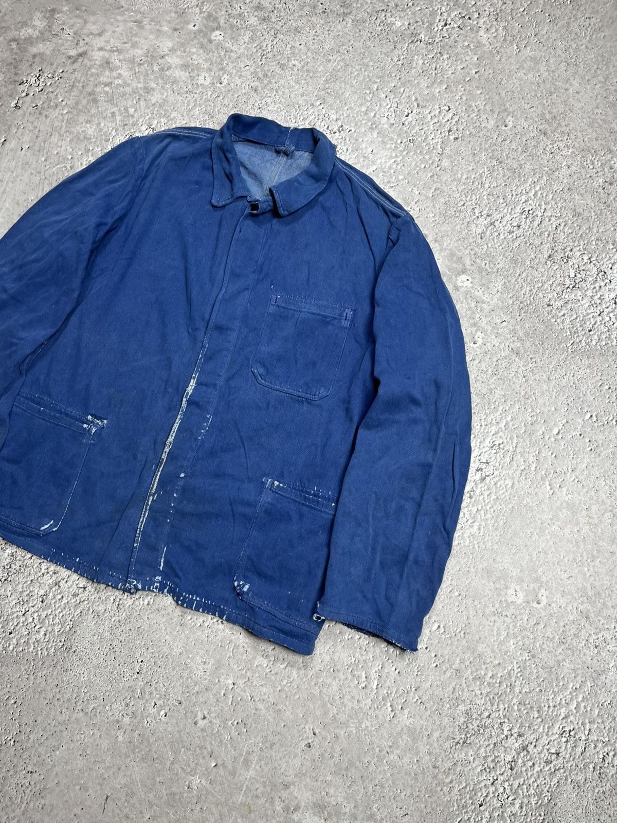 Other Vintage Workwear Distressed French Chore Jacket Blue Canvas Size US M / EU 48-50 / 2 - 2 Thumbnail