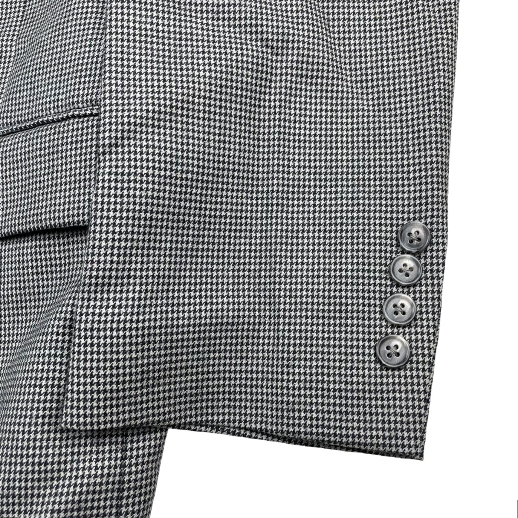 Jos. A. Bank VINTAGE Jos. A. Bank Men's Gordon Blazer Gray Houndstooth 2-Button Front 100% Wool Long 42 Regular Mens Size 42R - 4 Thumbnail