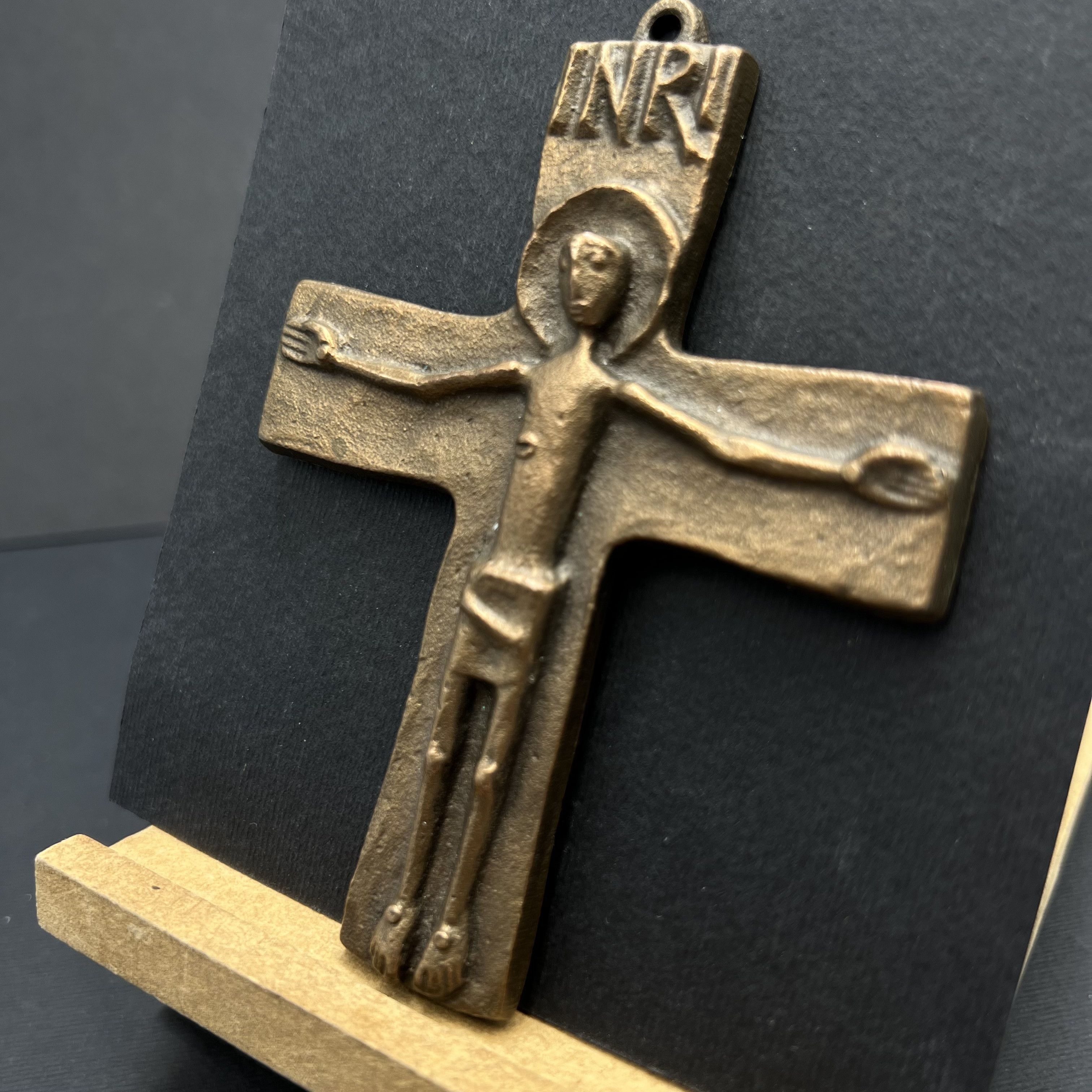 Vintage Vintage 1970s Bronze Wall Crucifix INRI – West Germany Size ONE SIZE - 8 Thumbnail