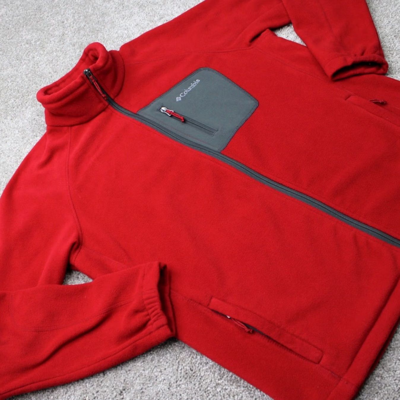 Vintage Columbia Sweatshirt Men Medium Red Full Zip Fleece Polyester L/S Outdoor Sweater Size US M / EU 48-50 / 2 - 6 Thumbnail
