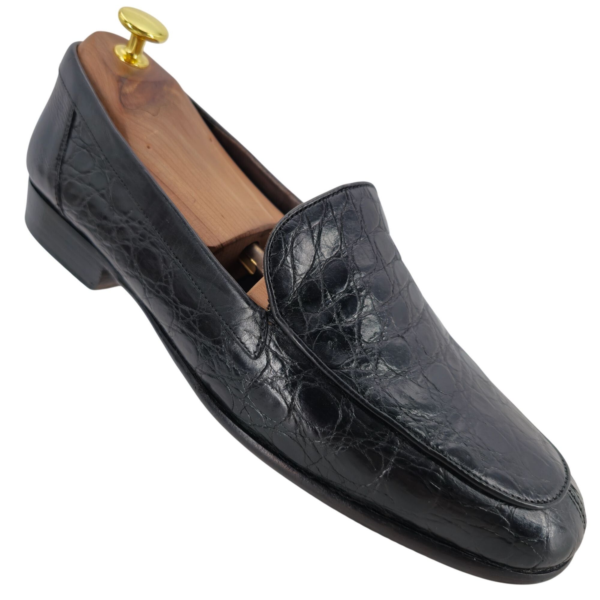 Bragano × Cole Haan Vintage Bragano Exotic Crocodile Italy Men 9.5 Black Leather Size US 9.5 / EU 42-43 - 1 Thumbnail
