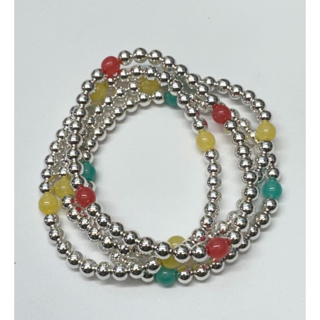 Vintage Vintage four strand beaded bracelet set silver Size ONE SIZE - 2 Thumbnail