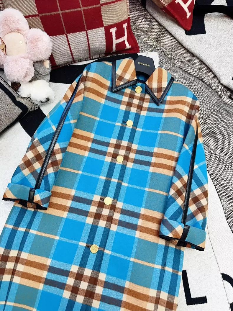 Louis Vuitton Louis Vuitton Blue Check Wool Coat-2506 Size XS / US 0-2 / IT 36-38 - 7 Thumbnail