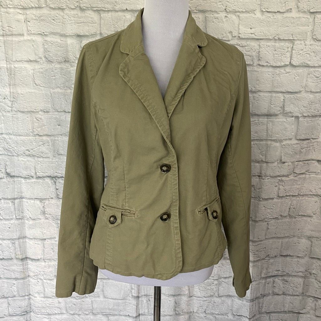 Old Navy Old Navy women L 2 button fully lined canvas jacket green Size L / US 10 / IT 46 - 1 Thumbnail
