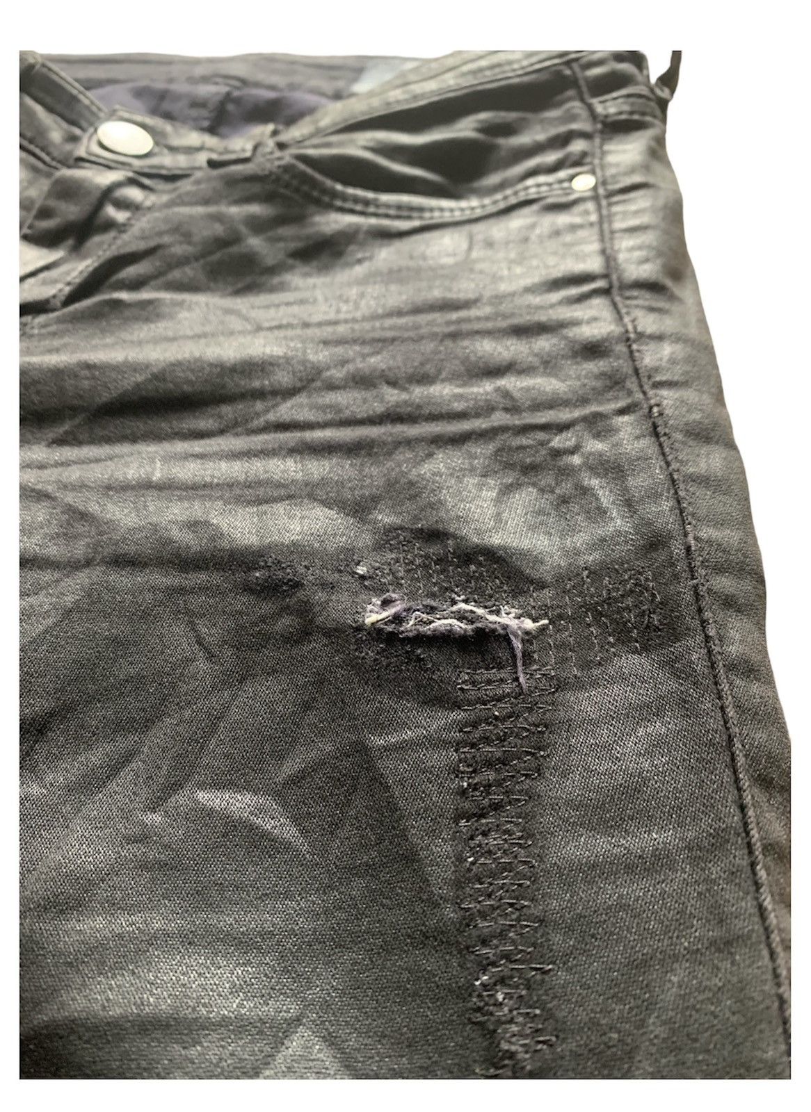 Diesel Black Gold DISTRESSED WAX DENIM COWHIDE LEATHER SLIM FIT Size US 30 / EU 46 - 8 Thumbnail