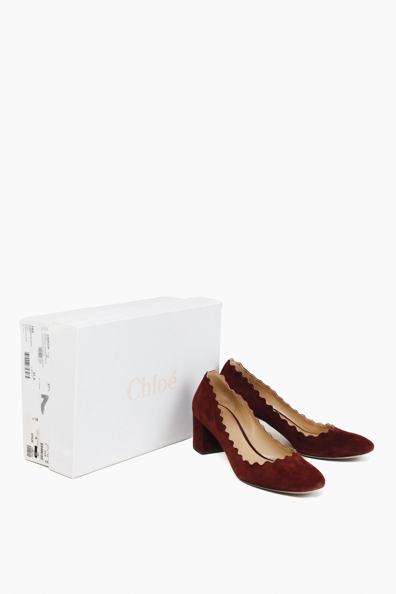 Chloe Chloe CH26230 Lauren Bordeaux Scallop Edge Pumps Size US 7 / IT 37 - 10 Thumbnail