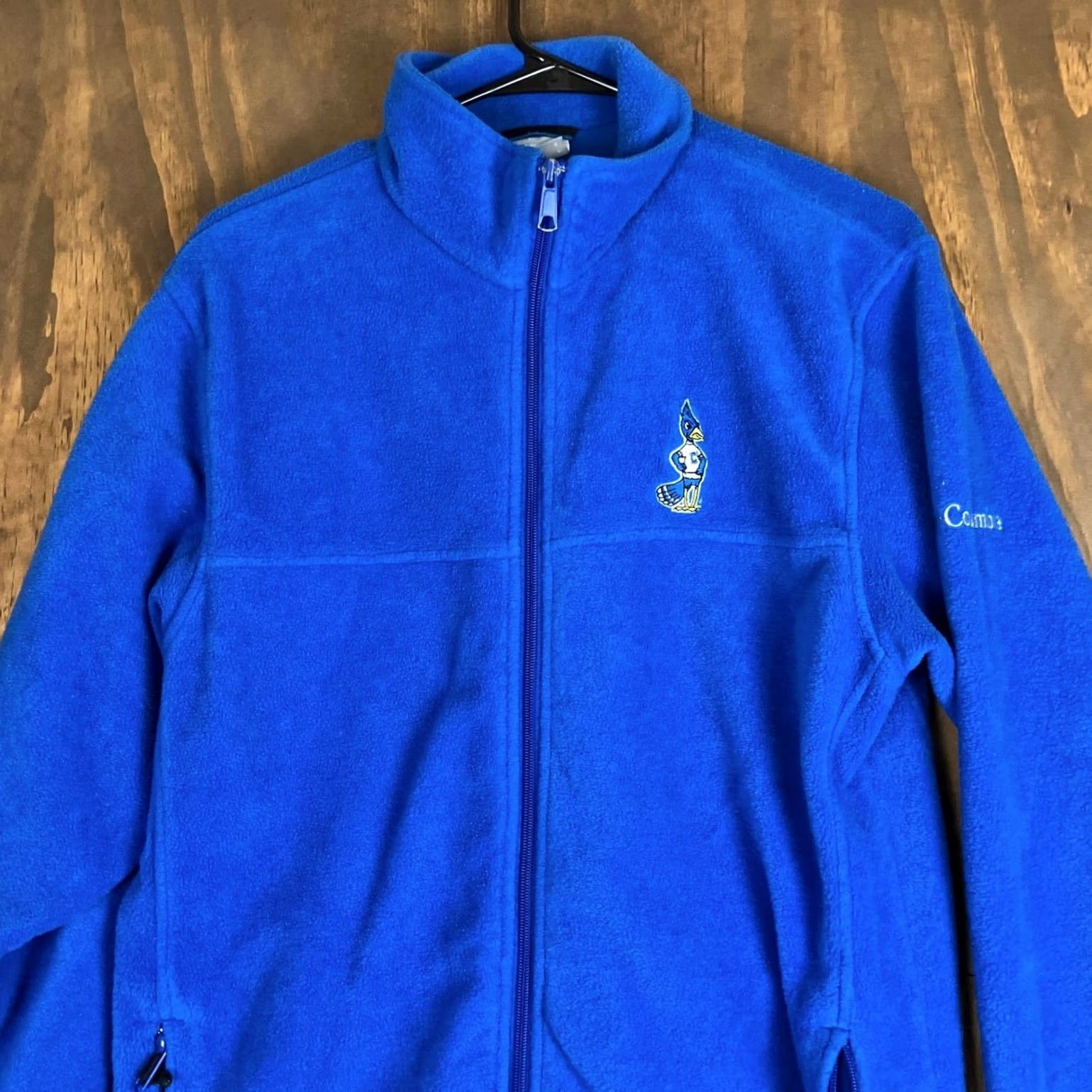 Vintage Columbia Mens Jacket Blue Full Zip Sweater Fleece Bluejay Logo Polyester Large Size US L / EU 52-54 / 3 - 2 Thumbnail