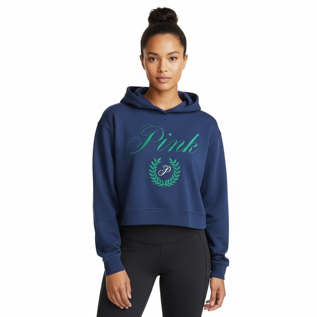 Victoria's Secret Victoria's Secret Pink Navy Fleece Cropped Hoodie, XS Size XS / US 0-2 / IT 36-38 - 6 Thumbnail