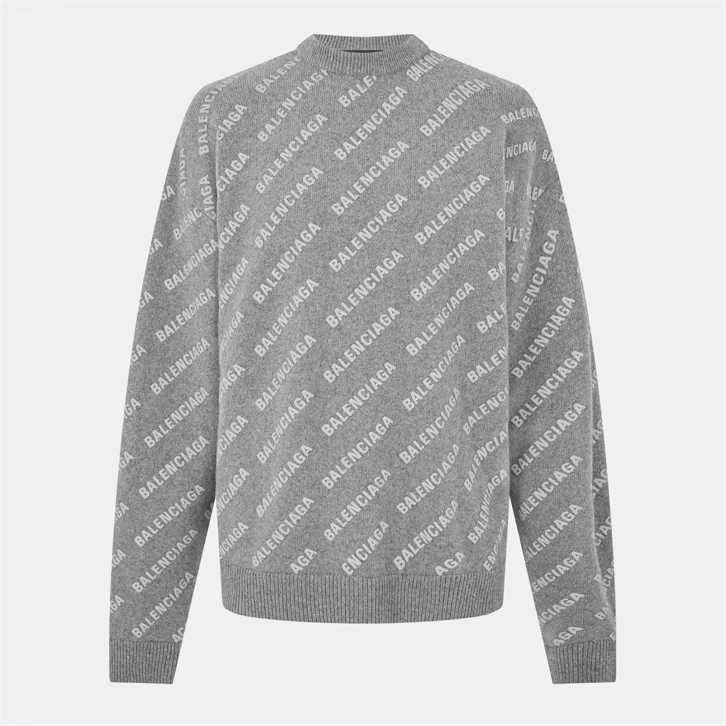 Balenciaga o1g2r1mq0226 All Over Logo Sweater In Heather Grey Size US XS / EU 42 / 0 - 1 Thumbnail