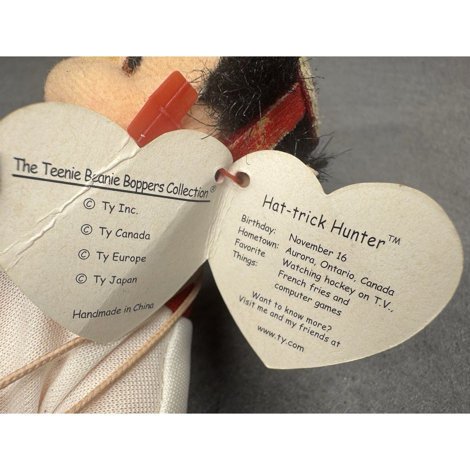 0 Ty Beanie Baby 'Hat-Trick Hunter' Plush Hockey Player Canada Size ONE SIZE - 18 Thumbnail