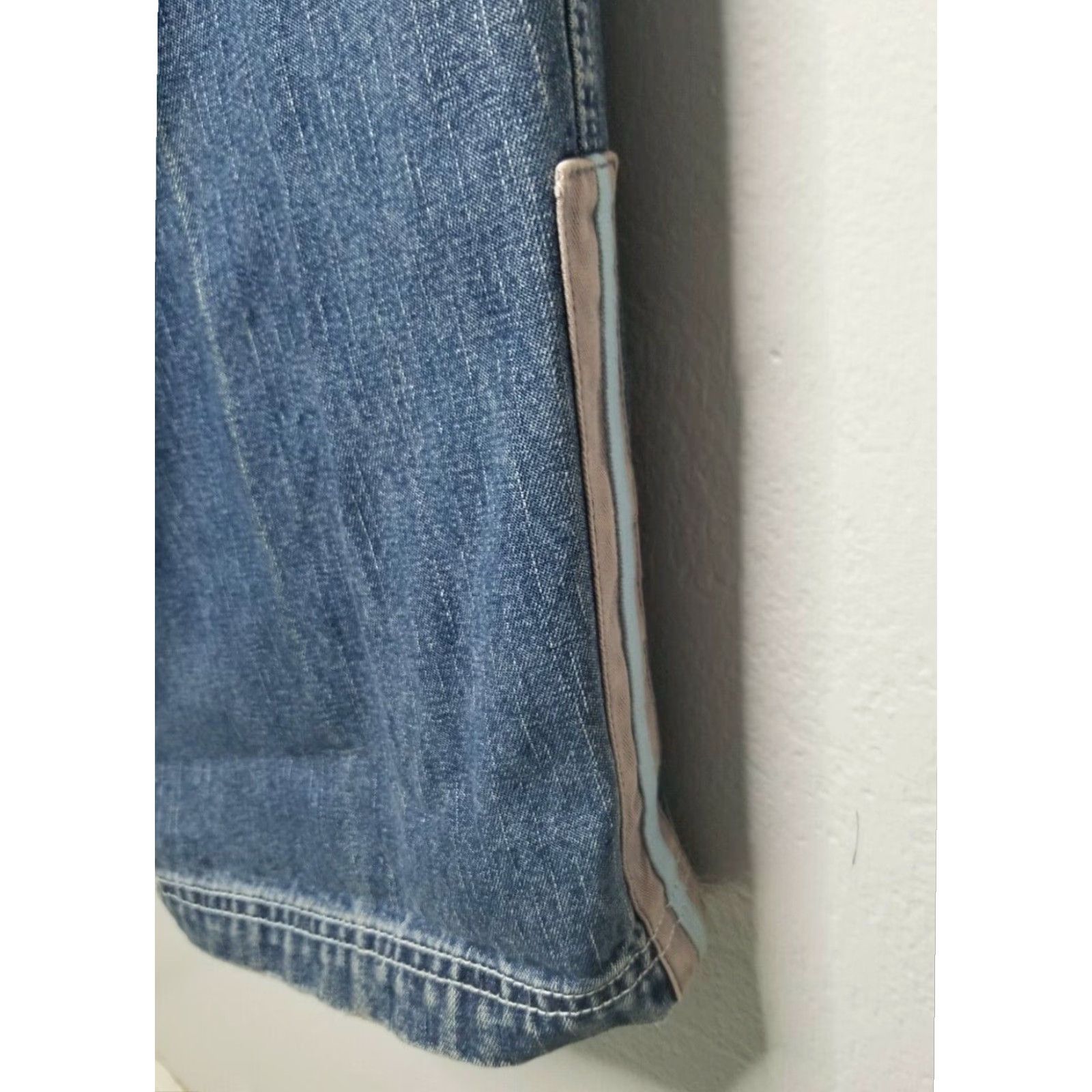 ARQ VINTAGE MARQ SEVENTY FIVE 90s Skater Stripe Baggy Jeans Mens 36x32 Blue Distressed Size US 36 / EU 52 - 2 Thumbnail