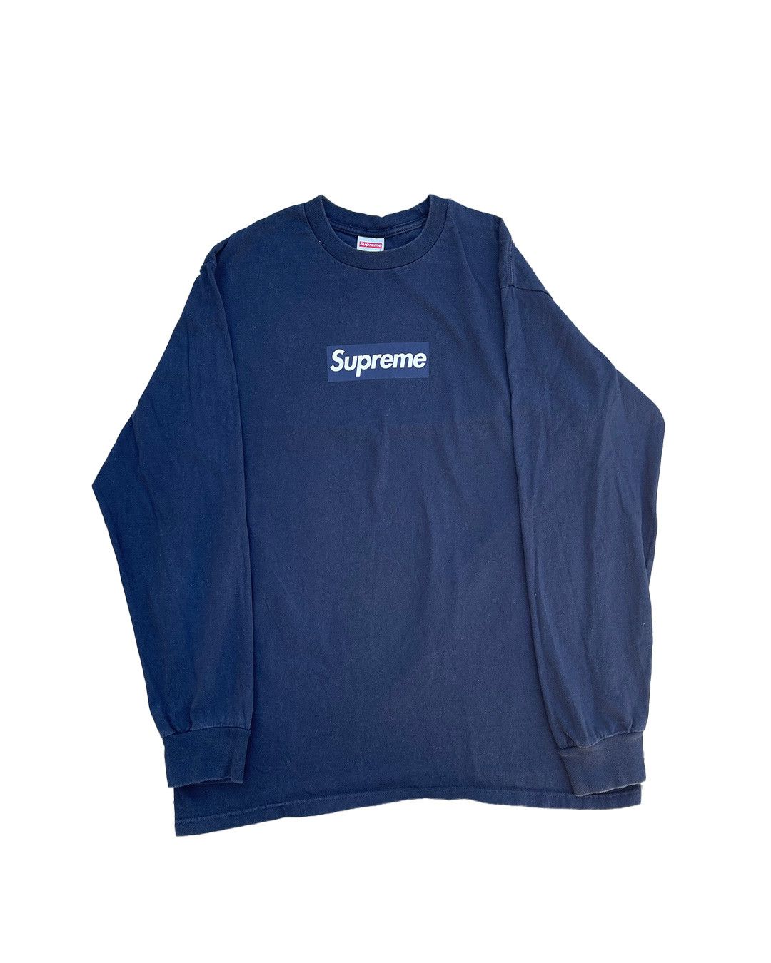 トップス Supreme Box Logo L/S Tee Navy Supreme Supreme Box Logo L/S Tee (Navy) | Grailed