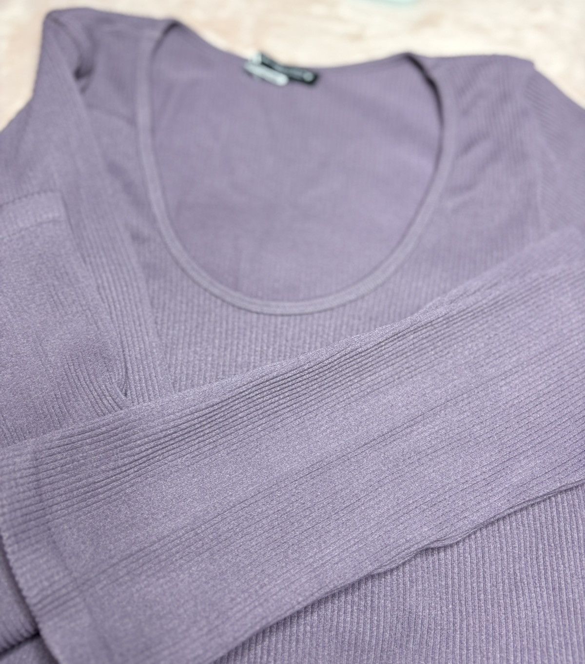 Zara Women’s Zara Large Ribbed Purple Crop Top Size L / US 10 / IT 46 - 2 Thumbnail