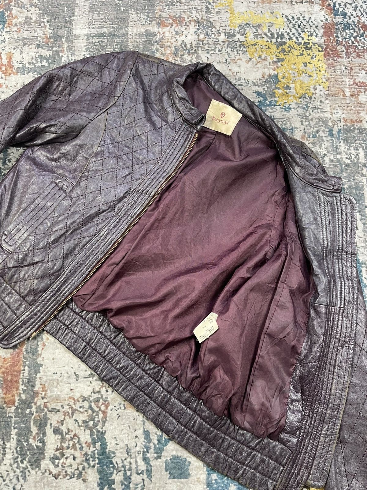 Japanese Brand Rubyrivet Quilted Sheepskin Leather Jacket Size XS / US 0-2 / IT 36-38 - 10 Thumbnail