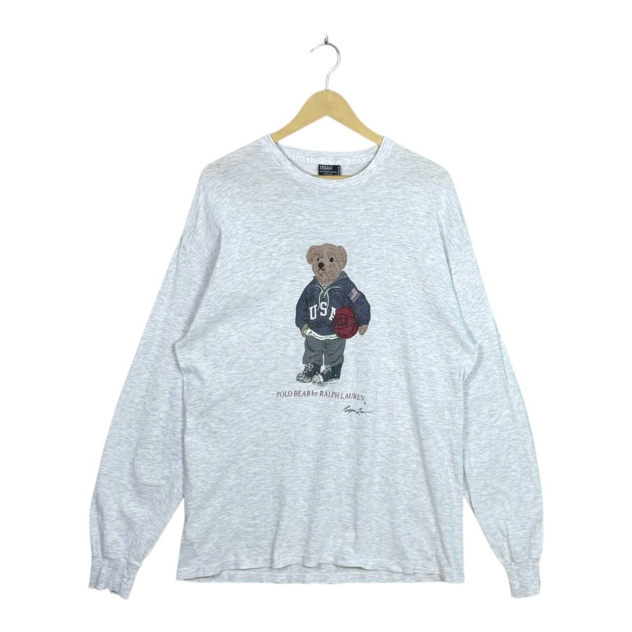 Polo Ralph Lauren Vtg 90s Polo Bear USA Basketball Long Sleeve Shirt L Grey Size US L / EU 52-54 / 3 - 1 Thumbnail