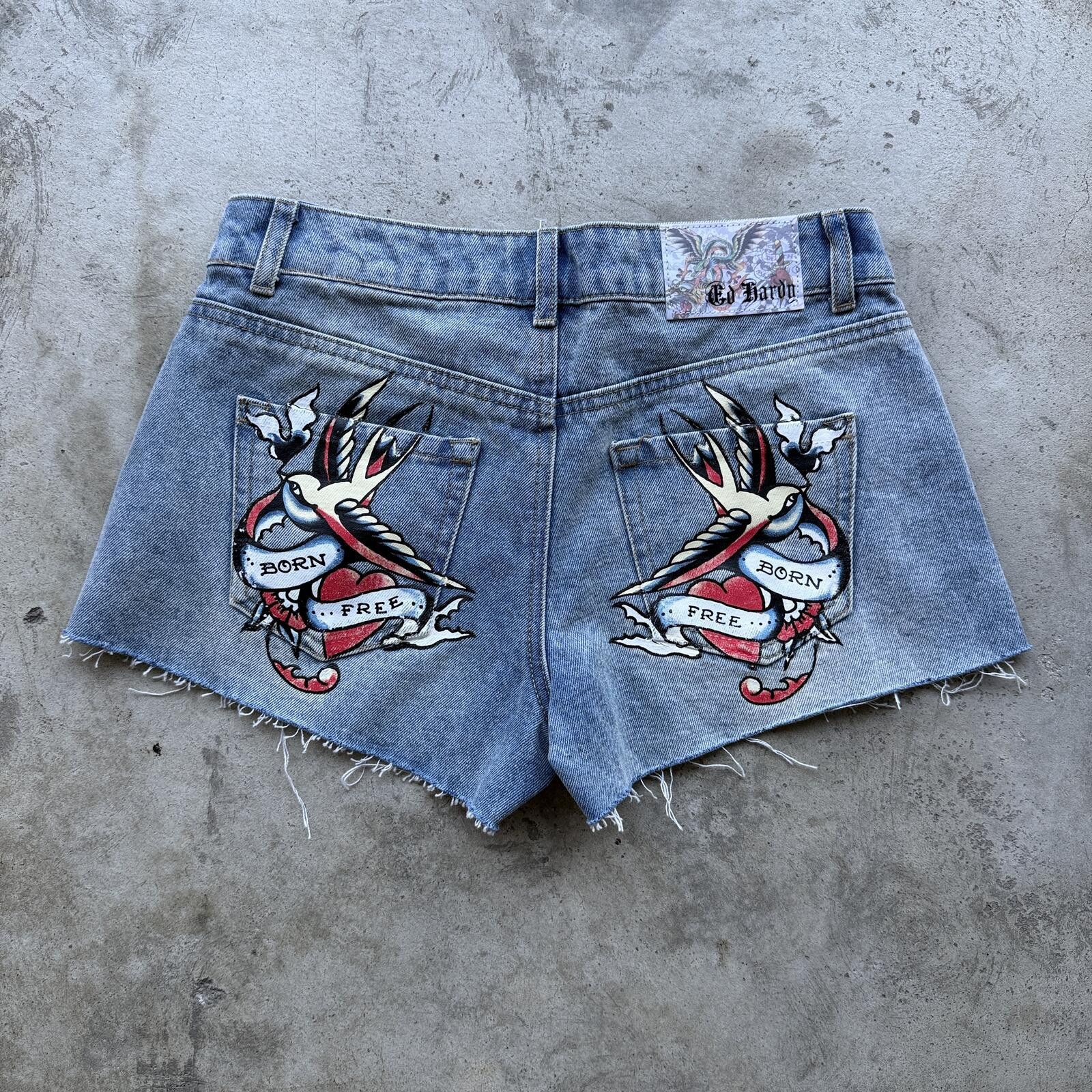 Ed Hardy Vintage Y2K Ed Hardy Denim Booty Shorts Women’s 24 Tattoo Size 24" / US 00 / IT 34 - 1 Thumbnail