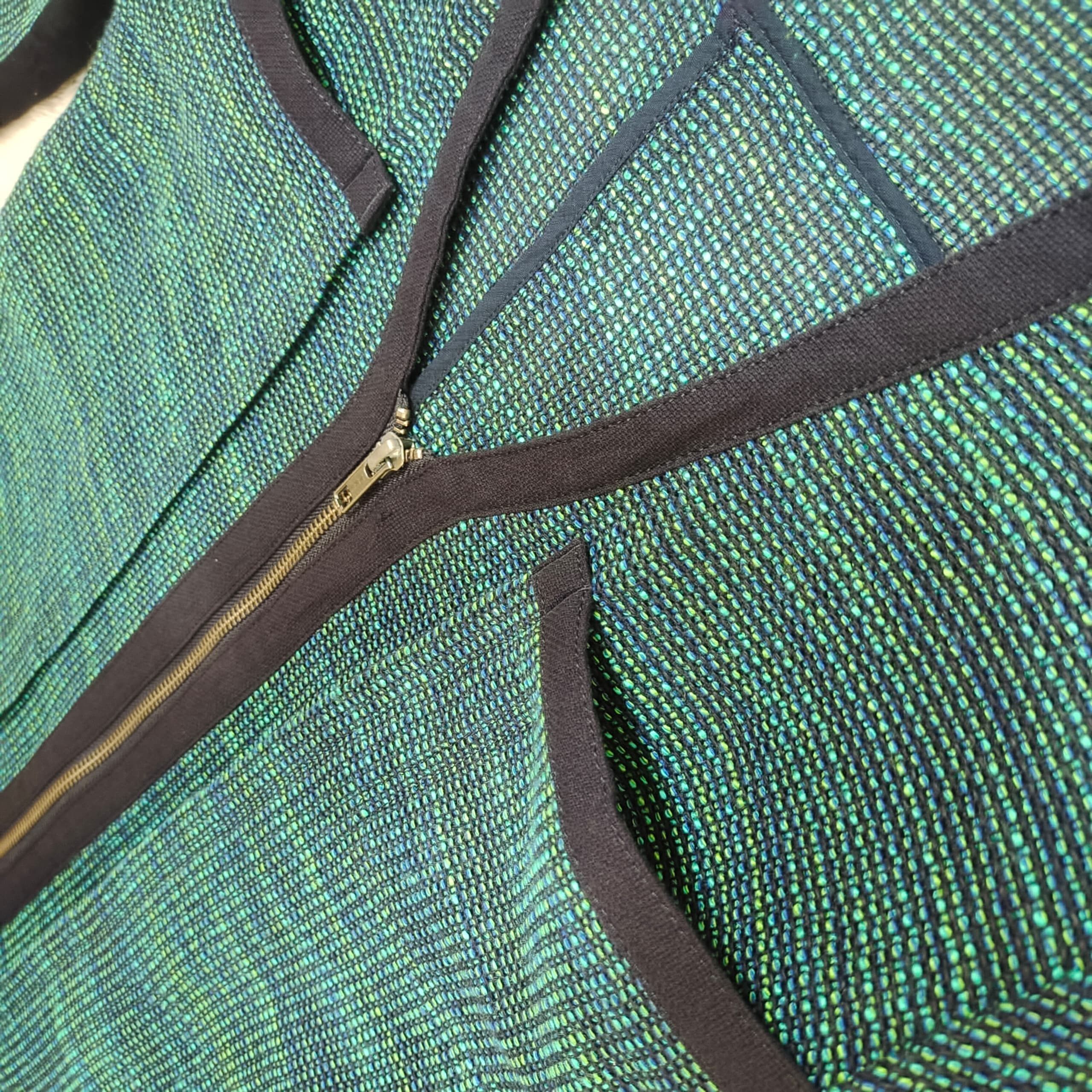 Antonio Berardi Berardi Iridescent Metallic Tweed Zip Cardigan Teal Navy Size M / US 6-8 / IT 42-44 - 7 Thumbnail