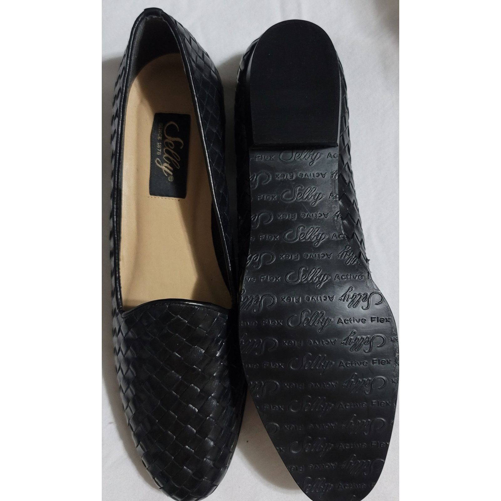Other Vintage Selly Black Leather Woven Dianna Flats 7 3/5 A NWOB Size US 7 / IT 37 - 4 Thumbnail