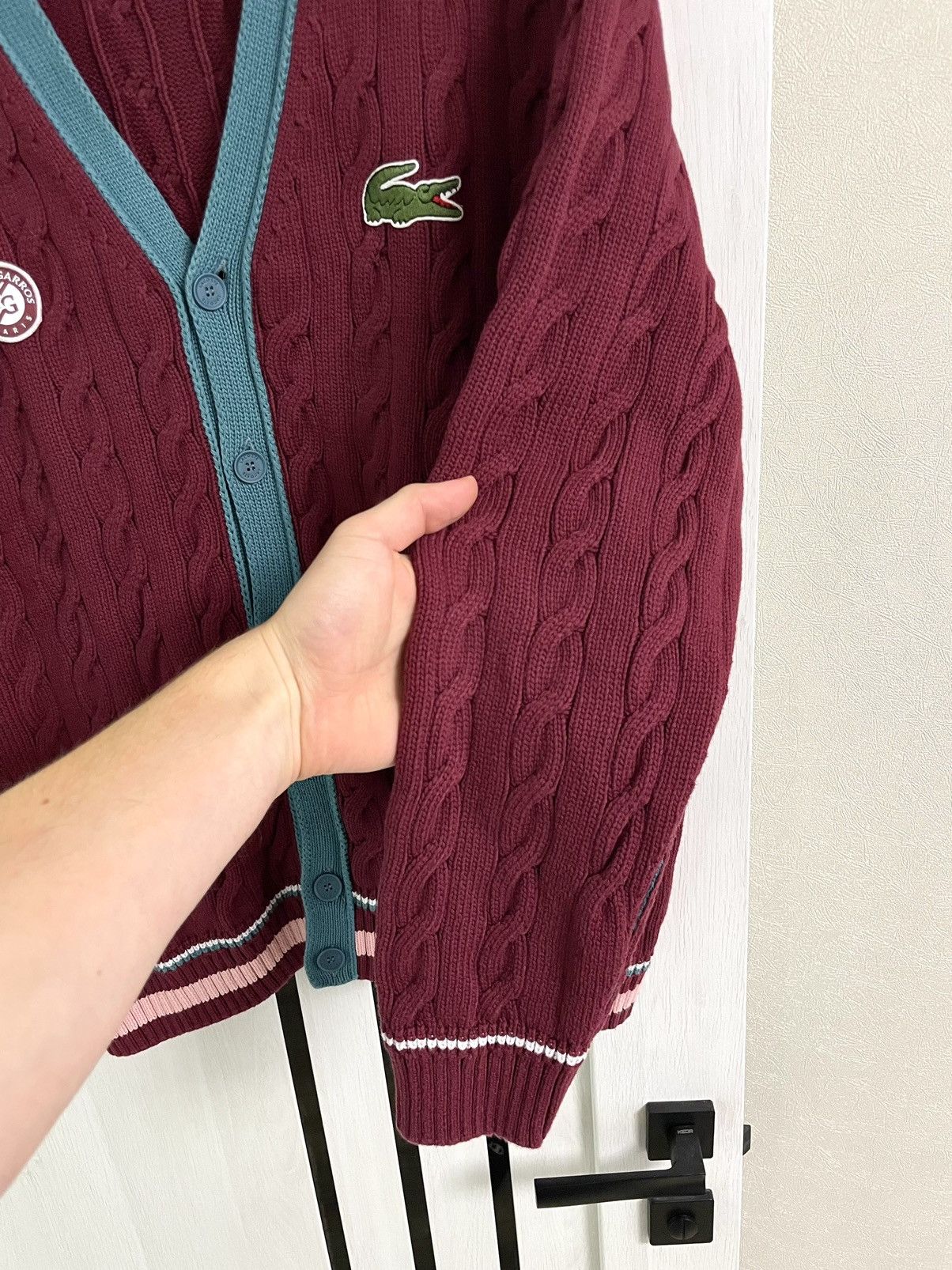 Lacoste Lacoste Roland Garros Tennis Cable Knit Sweater Cardigan Size US XXL / EU 58 / 5 - 7 Thumbnail